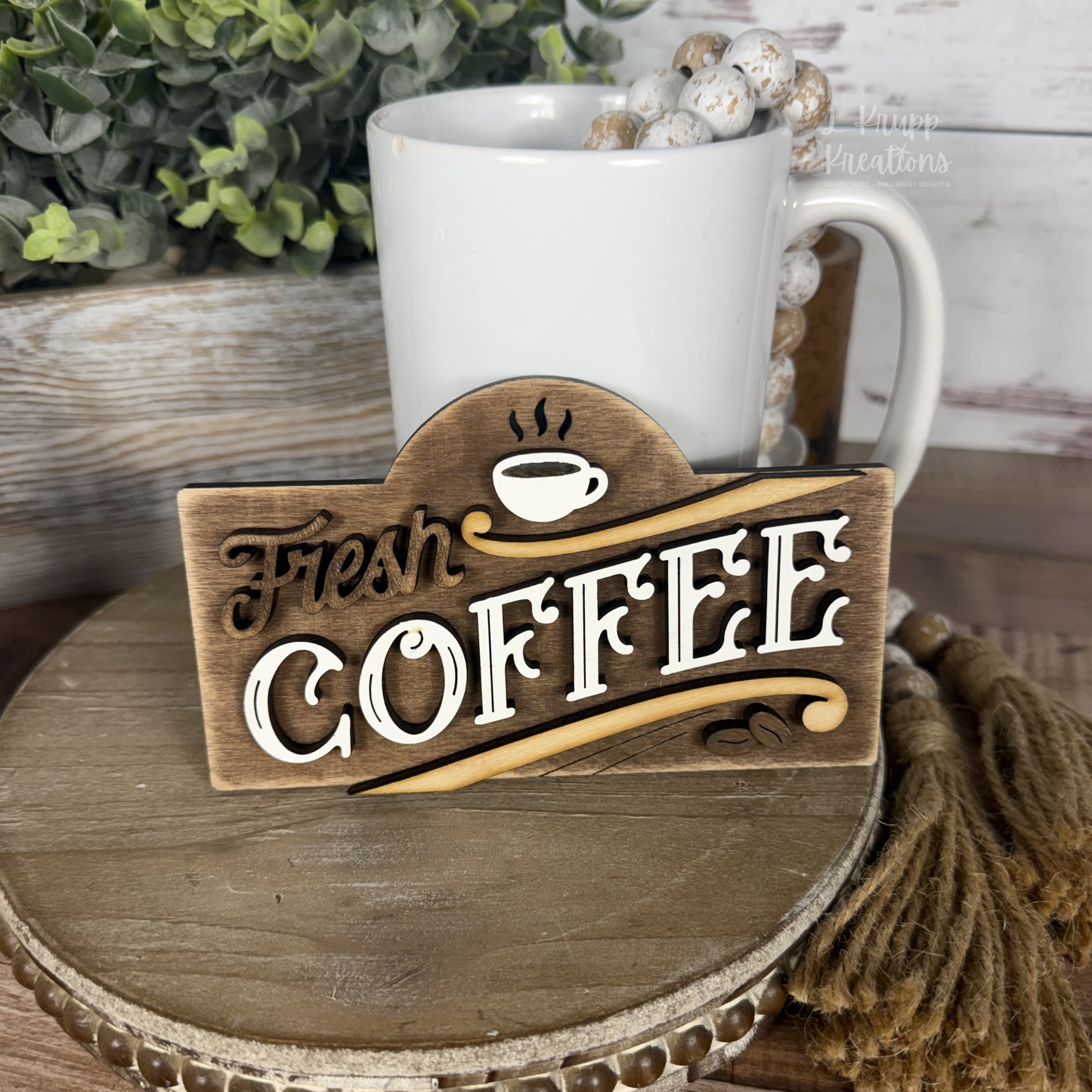 Rustic Mini Table Sign Insert for Coffee Lovers, Farmhouse Decor, Interchangeable Decor, Tiered Tray Coffee Decor