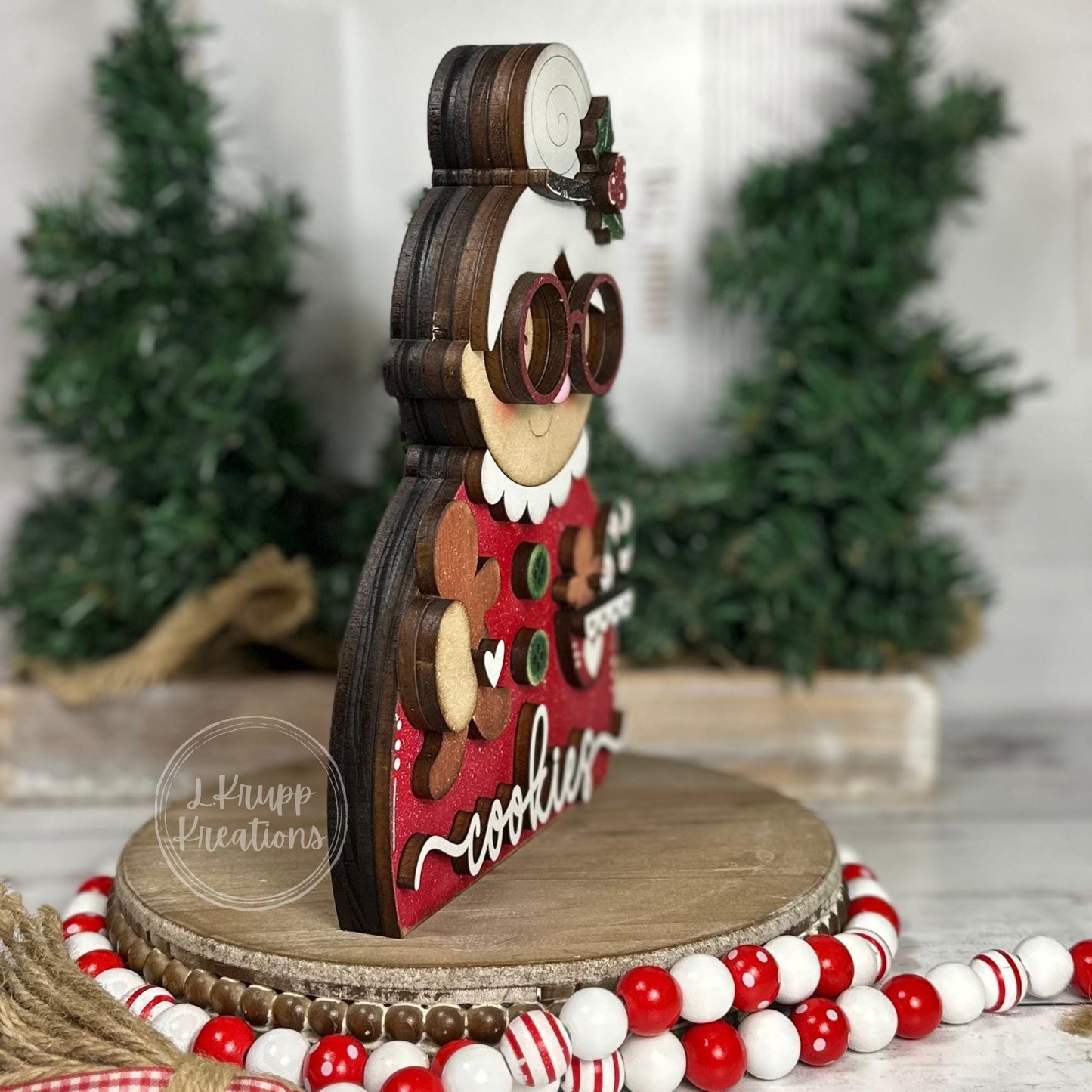 Cheerful Mrs. Claus Shelf Sitter - Festive Handcrafted Holiday Decor