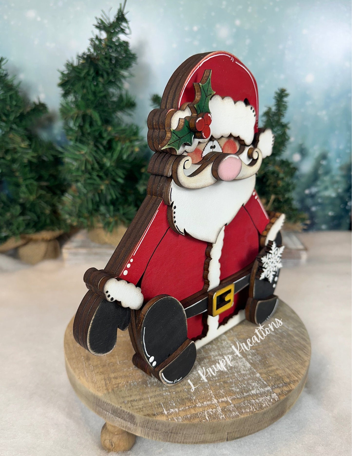 Whimsical Santa Claus Shelf Decor - Handmade Wooden Christmas Decoration