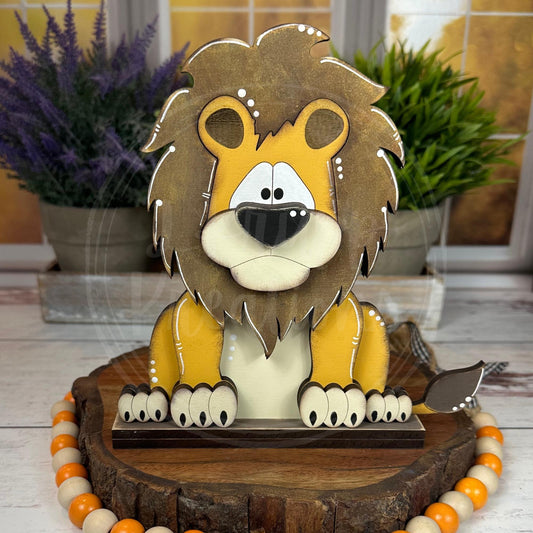 Handcrafted Wooden Lion Shelf Sitter – Rustic Safari Nursery Decor