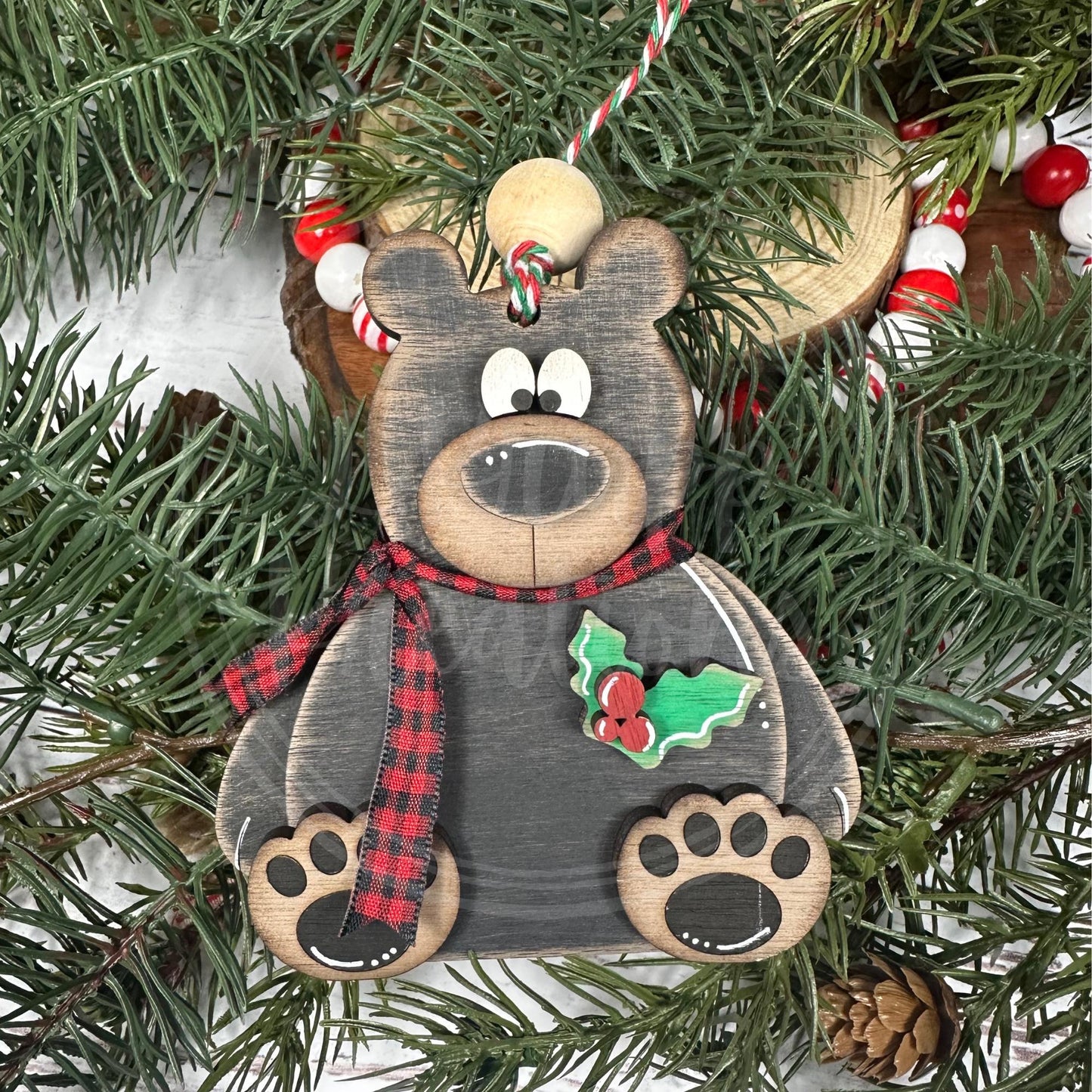 Hand-Crafted Rustic Woodland Bear Ornament for a Cozy Christmas