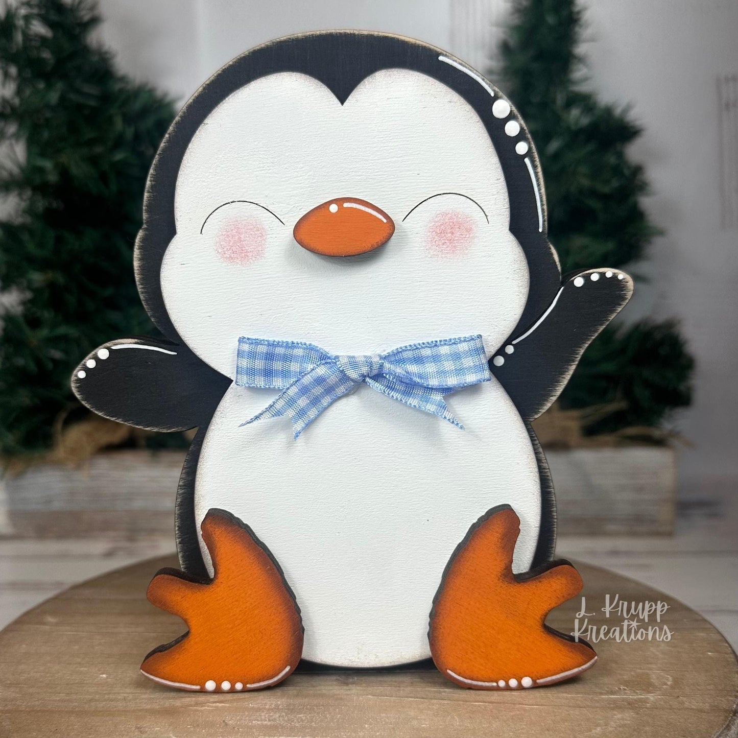 Rustic Wooden Penguin – Handcrafted Winter Shelf Sitter