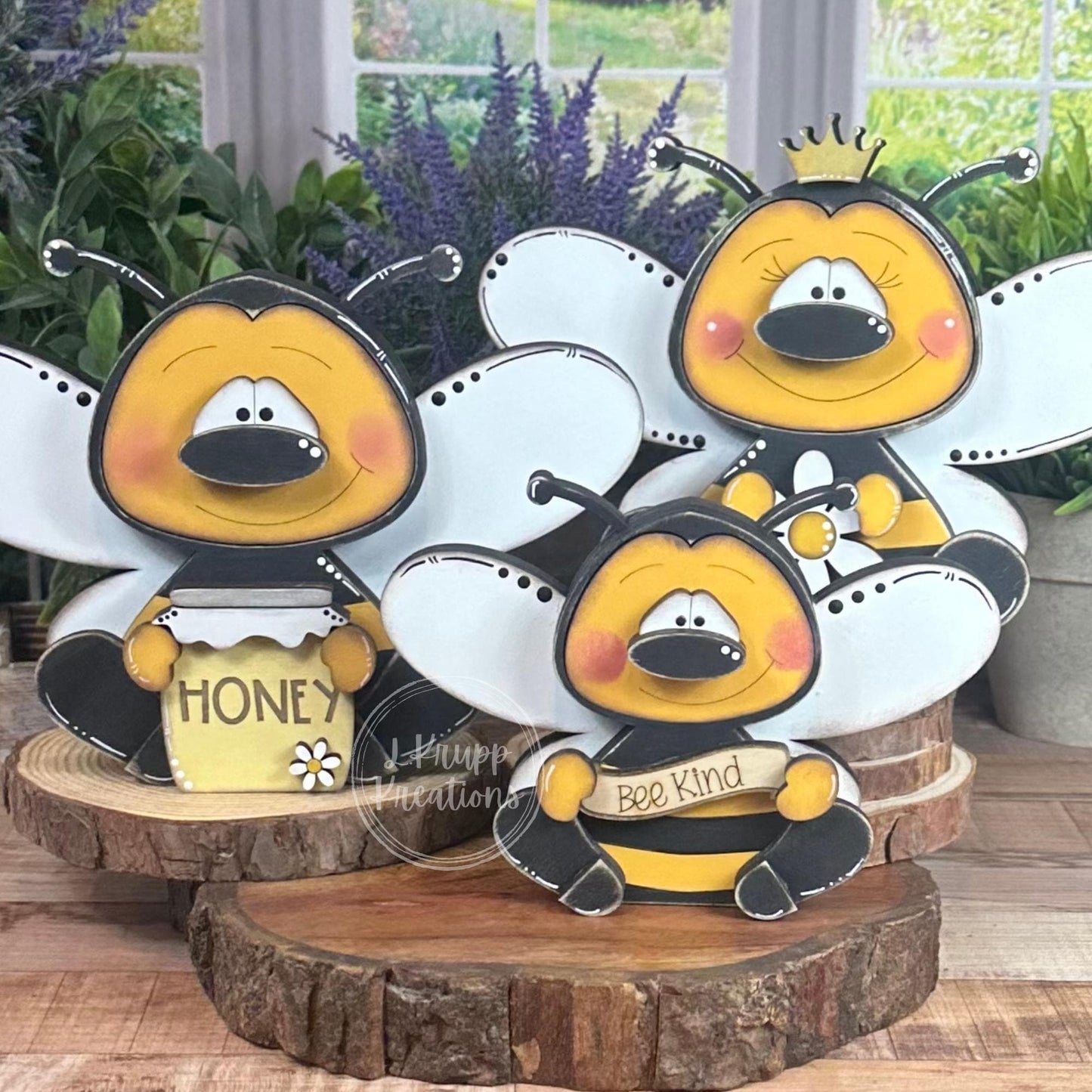 Chunky Wooden Bee Shelf Sitters – Rustic Farmhouse Spring &amp; Summer Decor