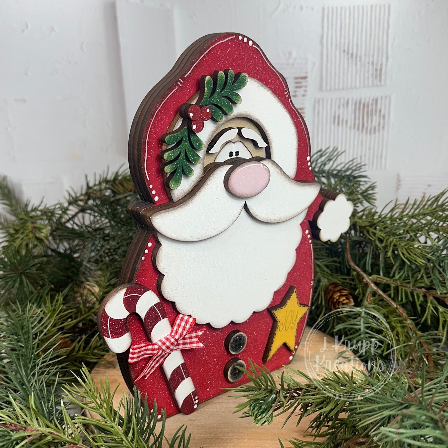 Jolly Santa Claus Shelf Decor – Handmade Wooden Christmas Display