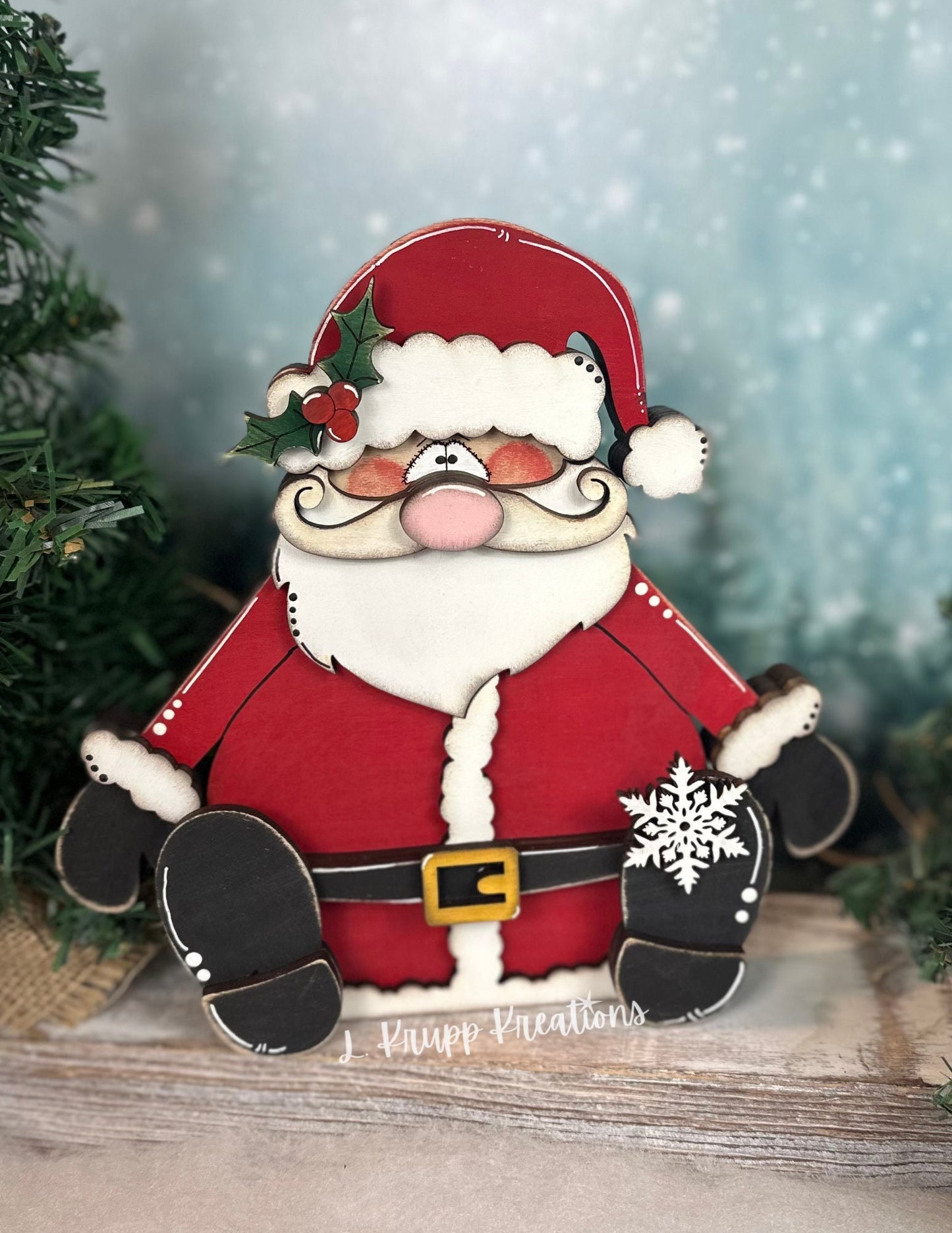 Whimsical Santa Claus Shelf Decor - Handmade Wooden Christmas Decoration