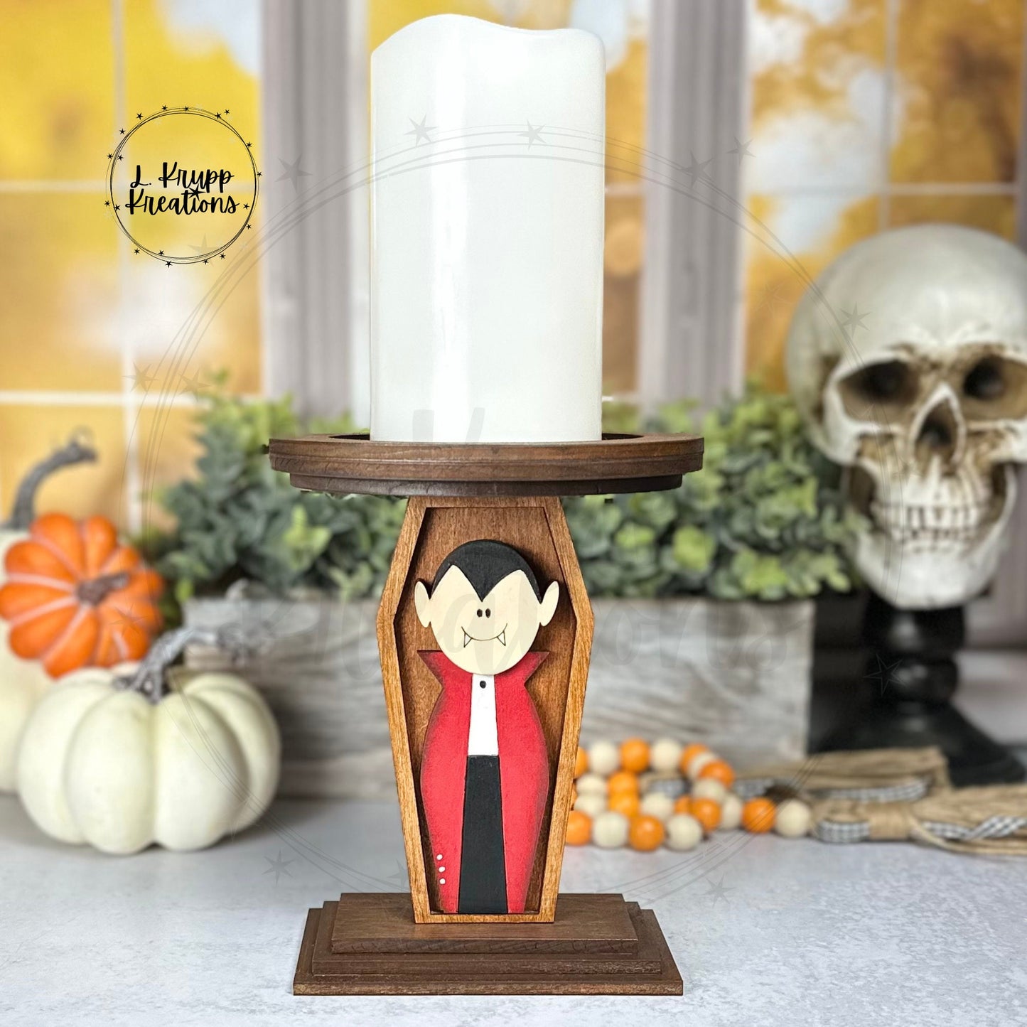Spooky and Charming Vampire Candle Holder - Perfect for Farmhouse Halloween Decor
