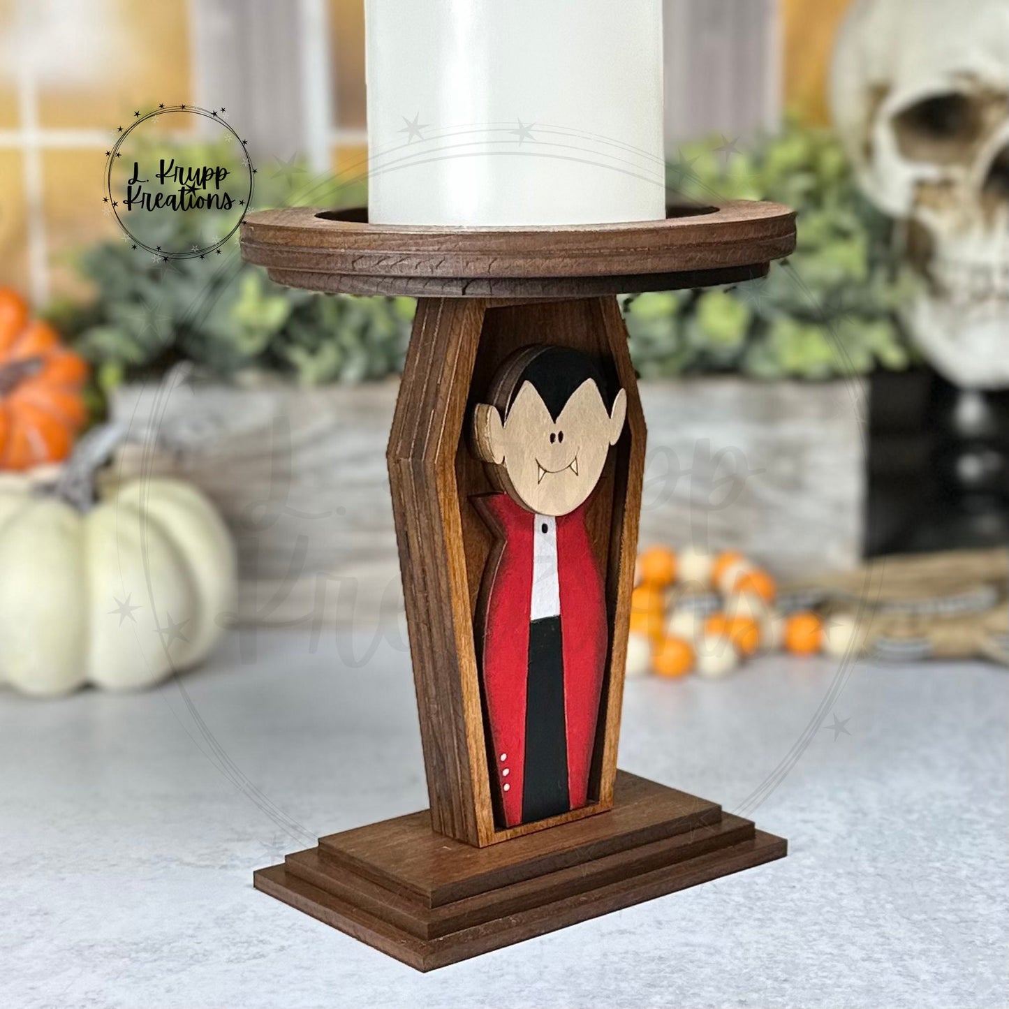 Spooky and Charming Vampire Candle Holder - Perfect for Farmhouse Halloween Decor