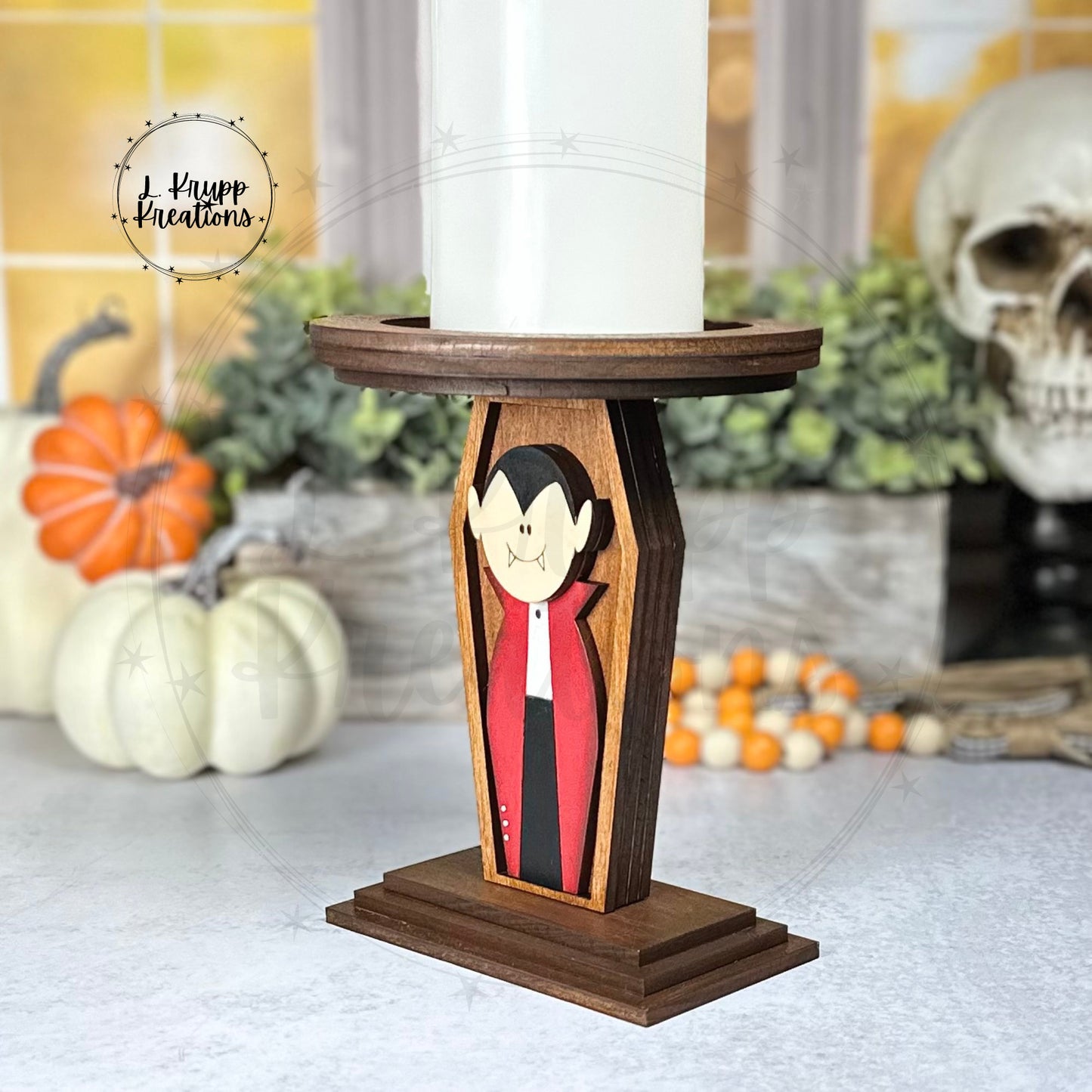 Spooky and Charming Vampire Candle Holder - Perfect for Farmhouse Halloween Decor