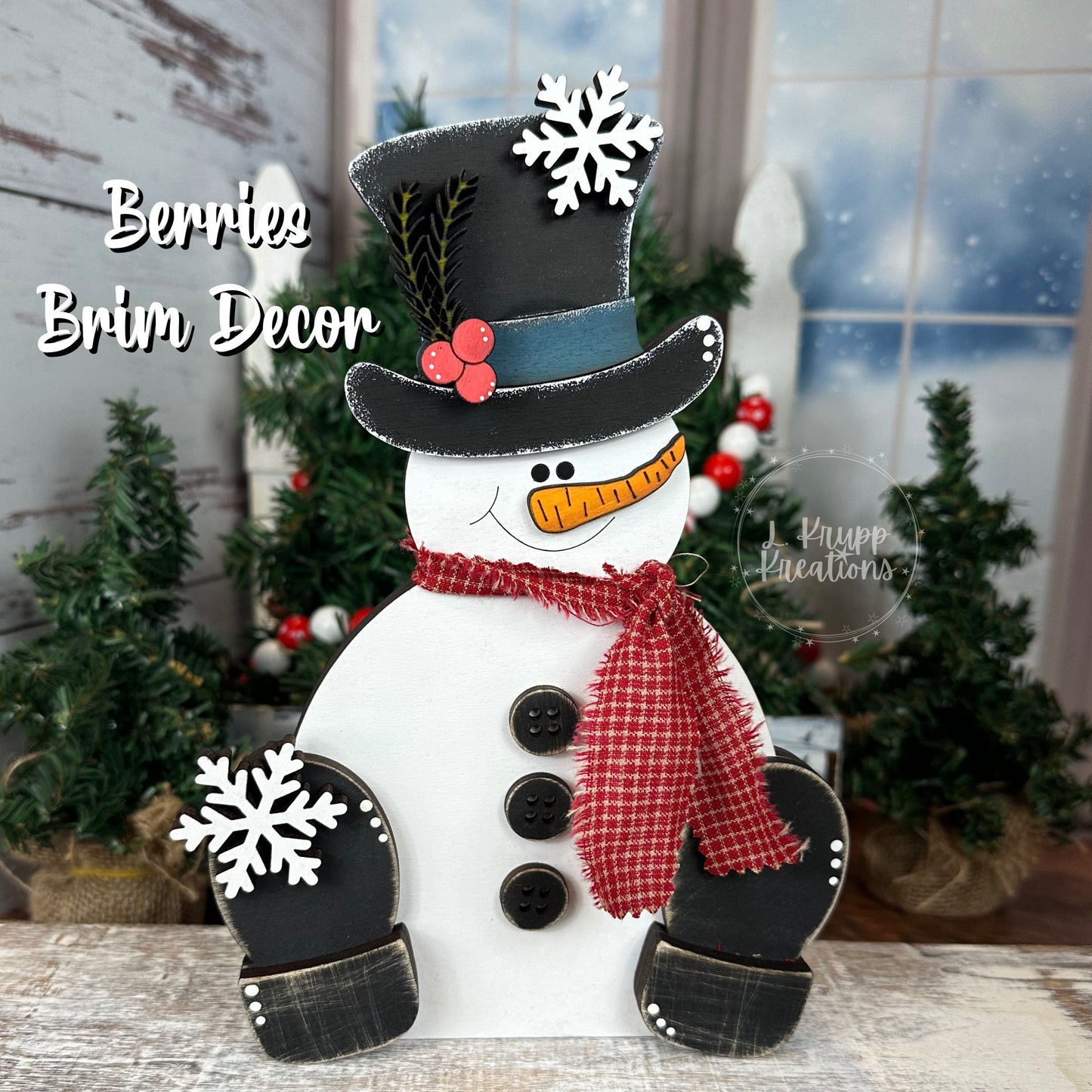 Hand-Painted Wood Snowman: Rustic Farmhouse Winter Decor