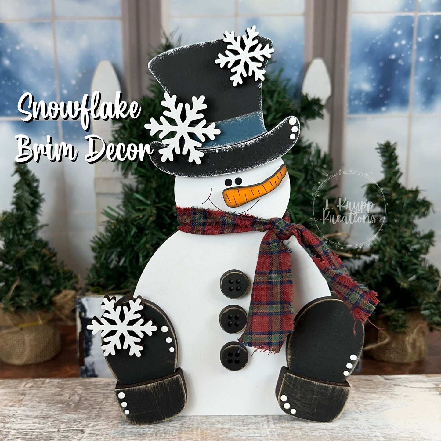 Hand-Painted Wood Snowman: Rustic Farmhouse Winter Decor