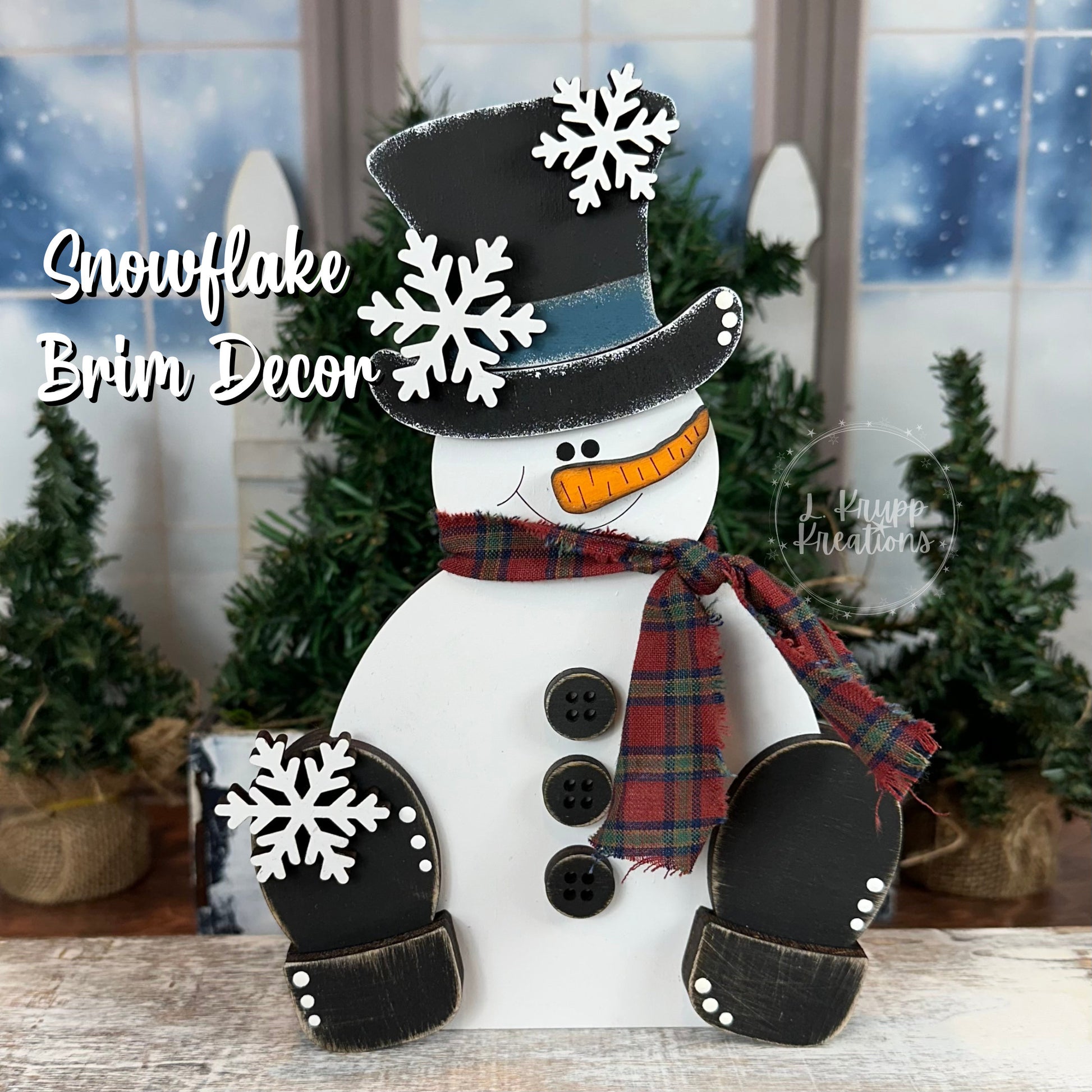 Hand-Painted Wood Snowman: Rustic Farmhouse Winter Decor