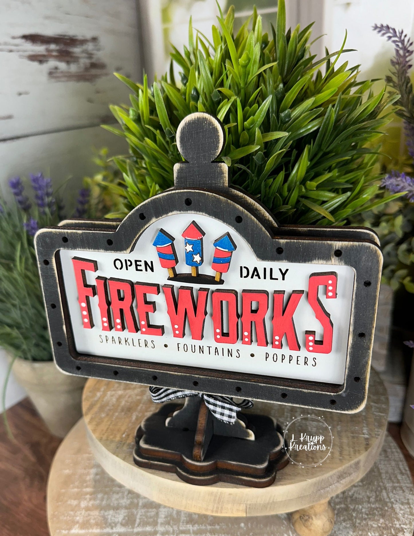 Rustic 4th of July Mini Table Sign: Farmhouse Tiered Tray Decor