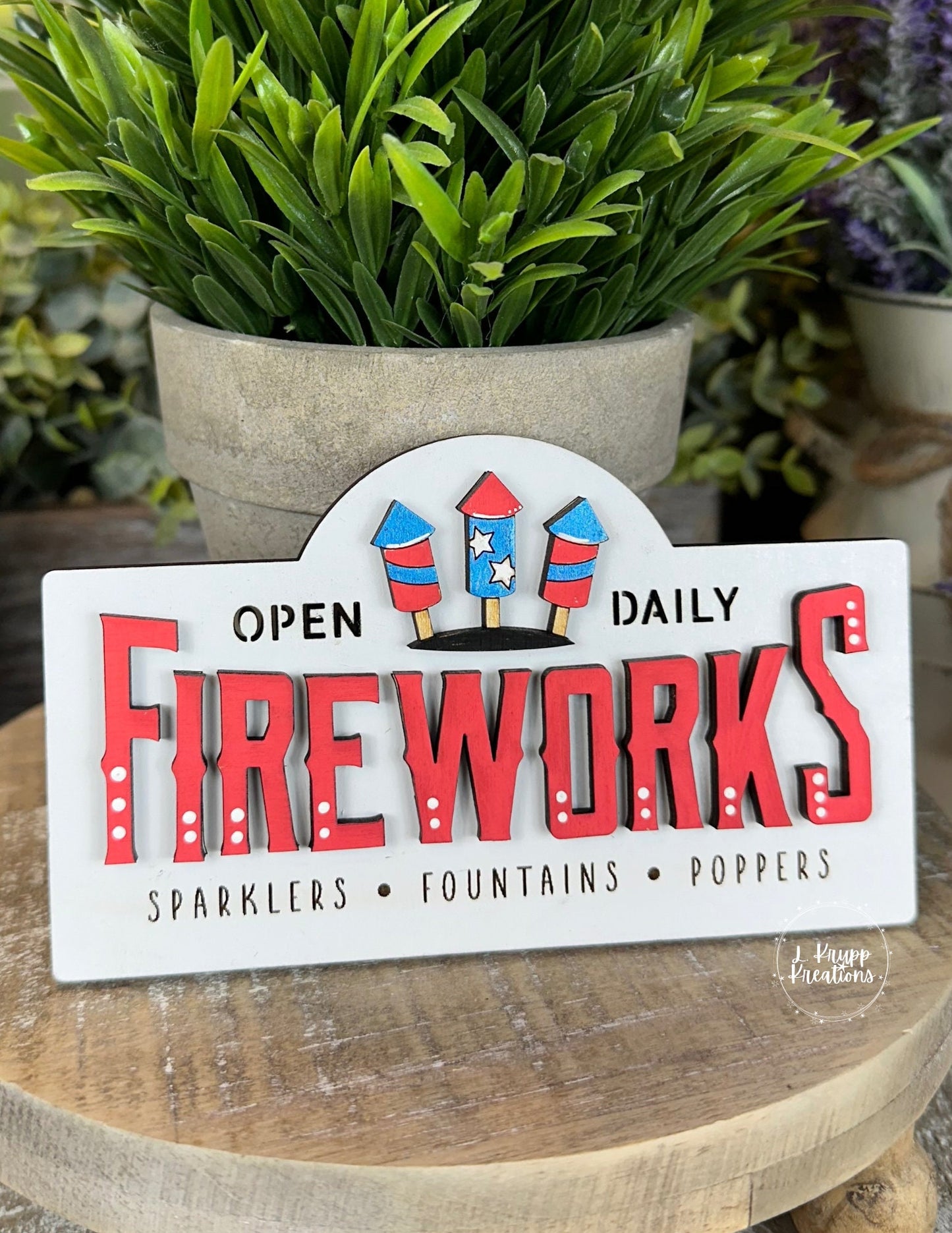 Rustic 4th of July Mini Table Sign: Farmhouse Tiered Tray Decor