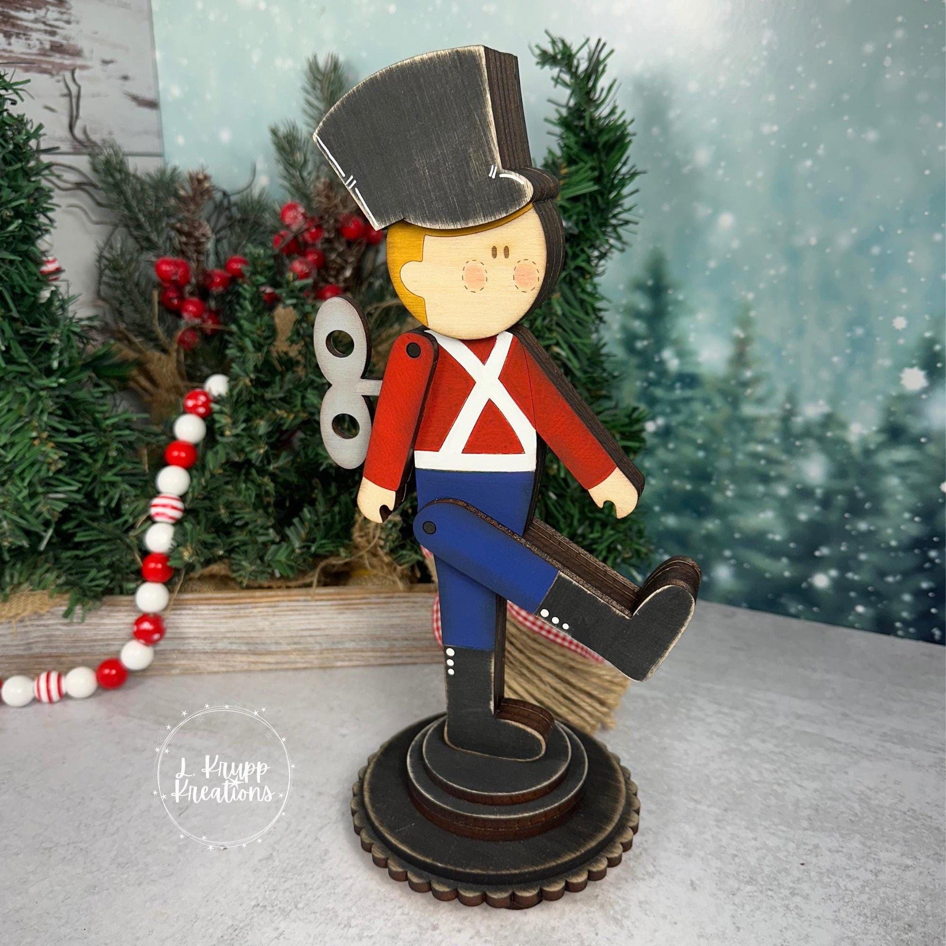 Double-Sided Wooden Toy Soldier – Hand-Painted Farmhouse Christmas Decor