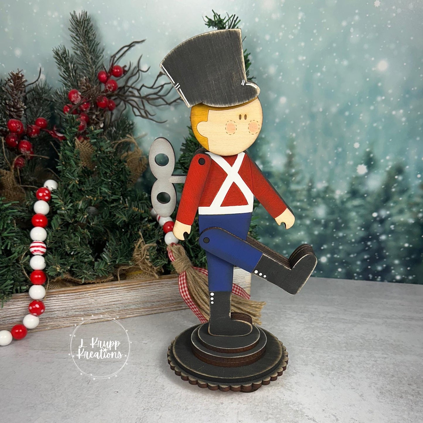 Double-Sided Wooden Toy Soldier – Hand-Painted Farmhouse Christmas Decor