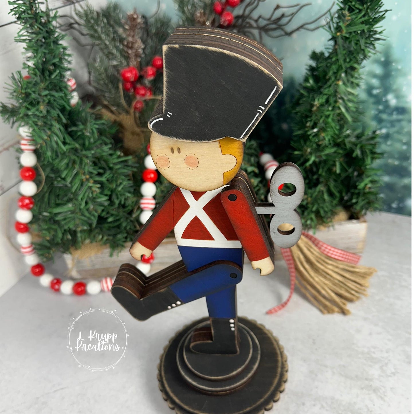 Double-Sided Wooden Toy Soldier – Hand-Painted Farmhouse Christmas Decor