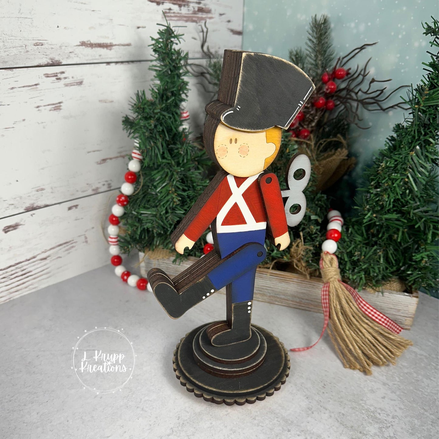 Double-Sided Wooden Toy Soldier – Hand-Painted Farmhouse Christmas Decor
