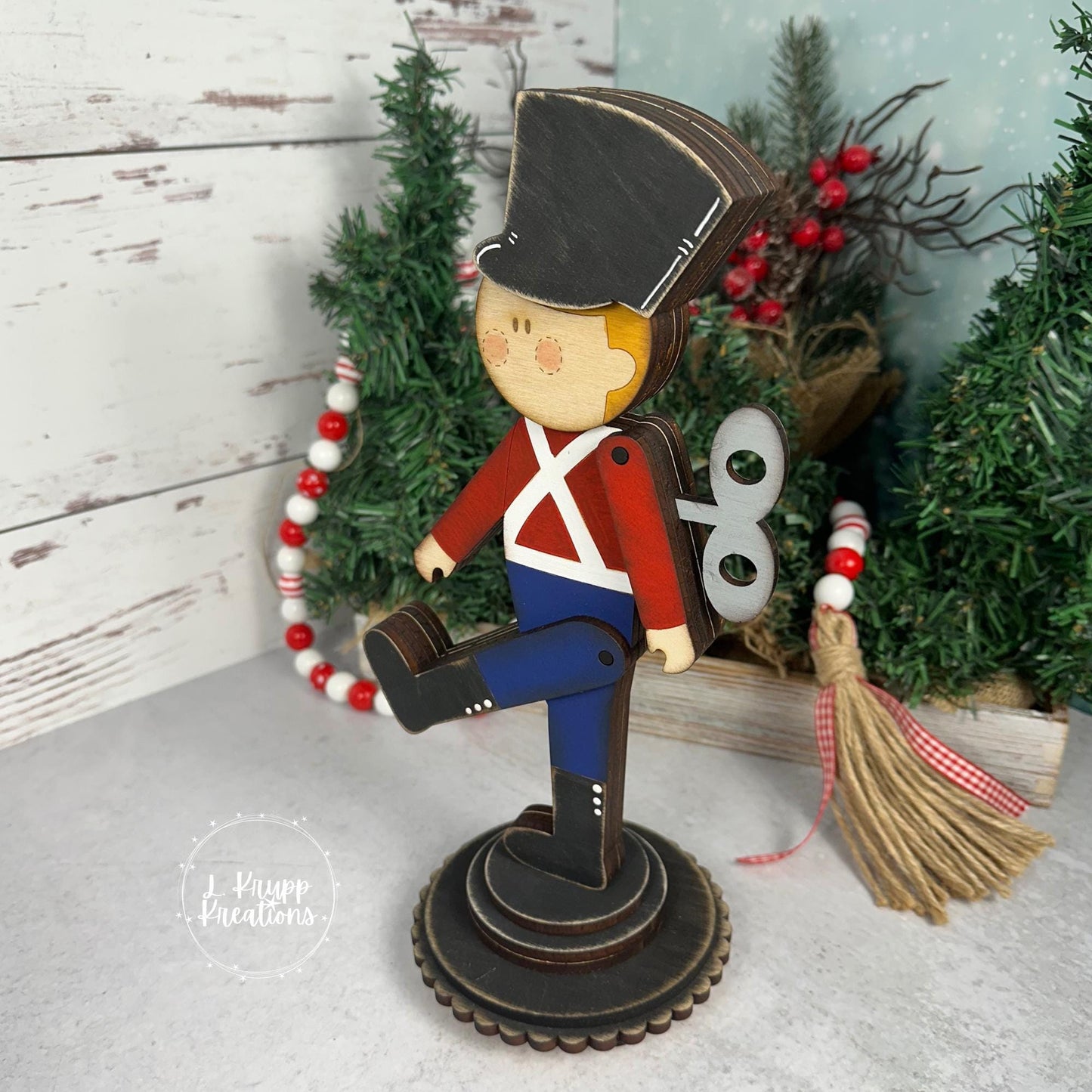 Double-Sided Wooden Toy Soldier – Hand-Painted Farmhouse Christmas Decor