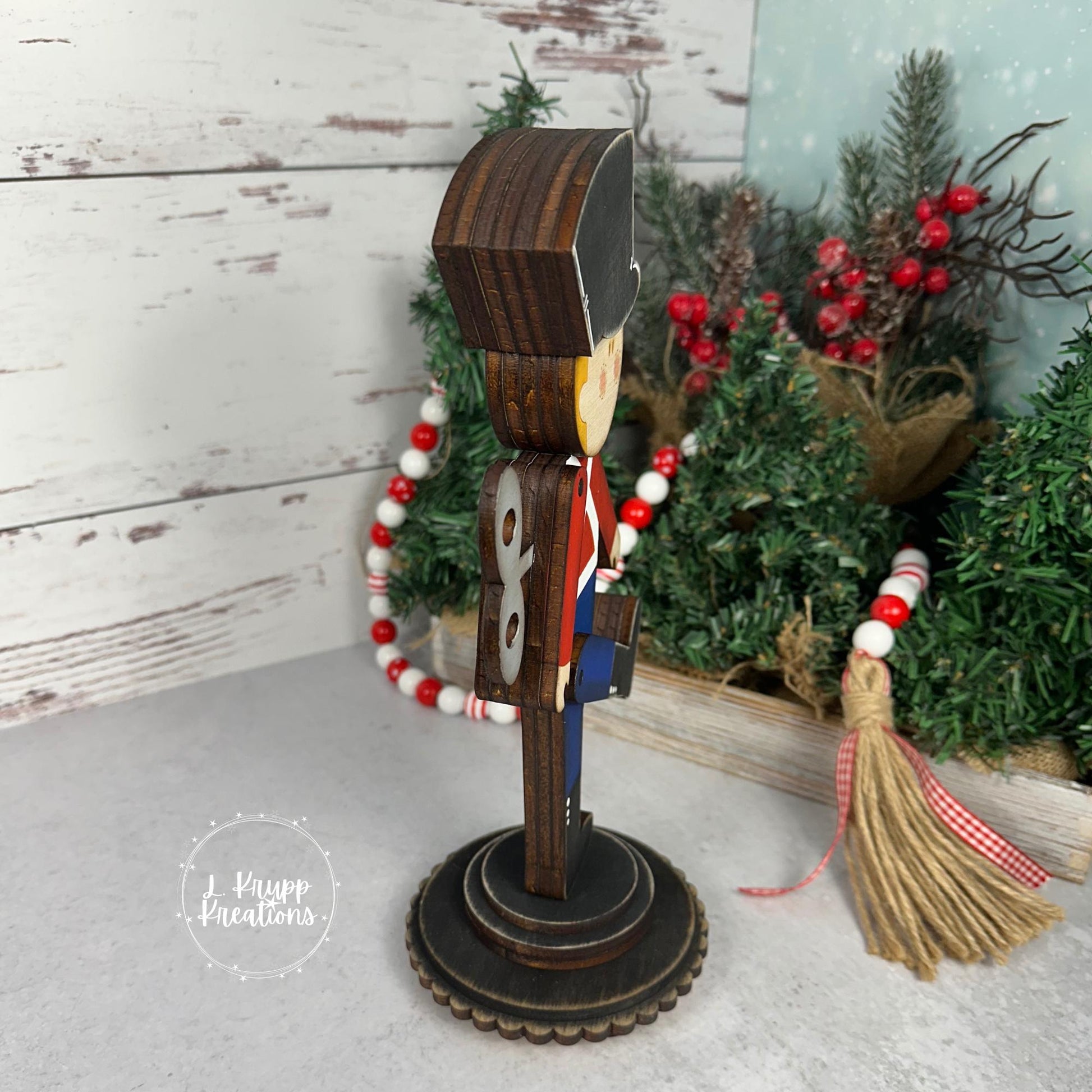 Double-Sided Wooden Toy Soldier – Hand-Painted Farmhouse Christmas Decor