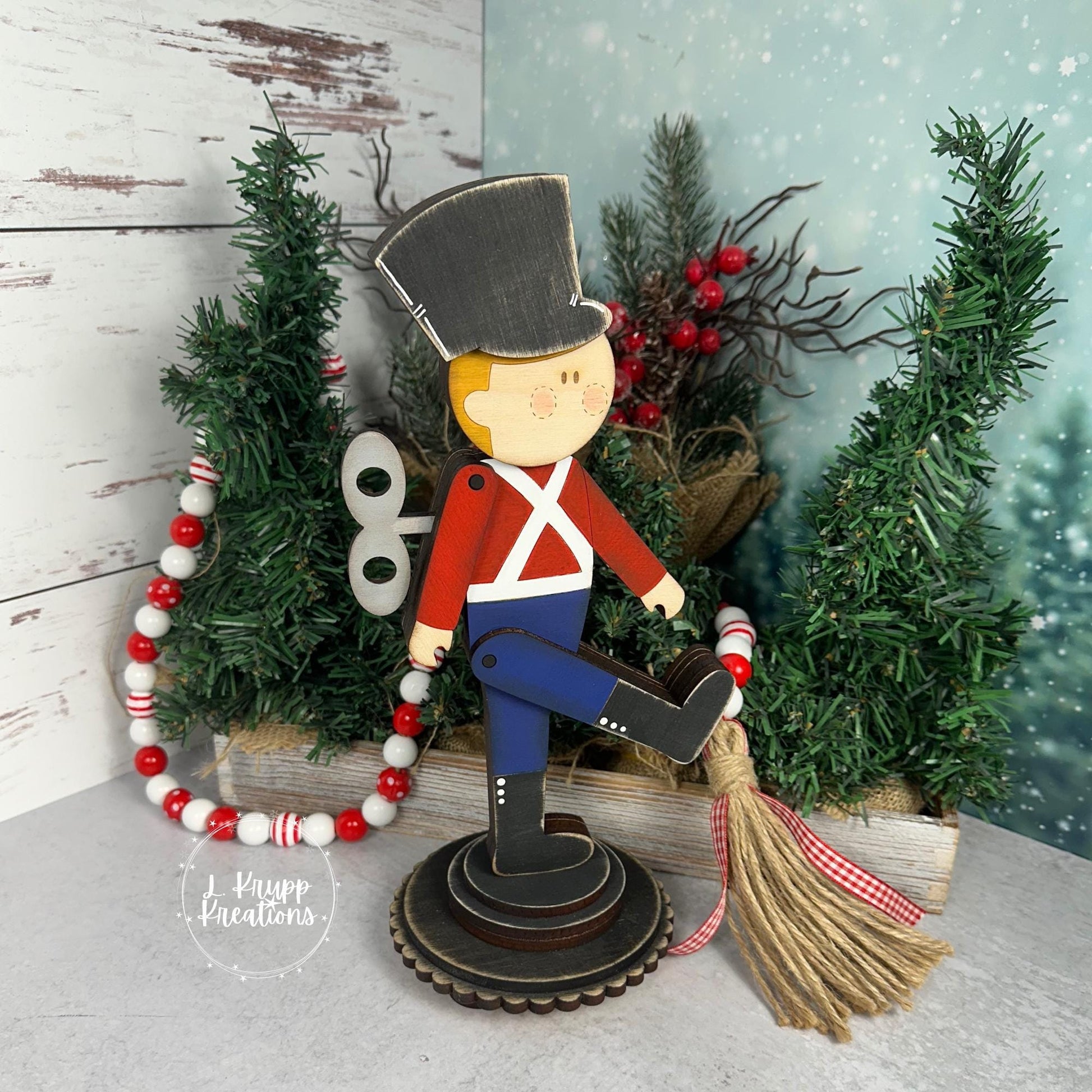 Double-Sided Wooden Toy Soldier – Hand-Painted Farmhouse Christmas Decor