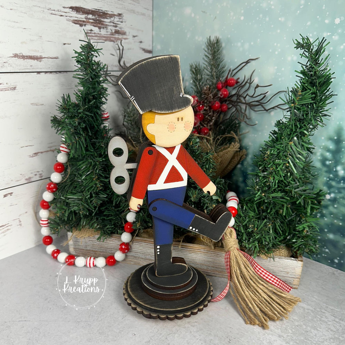 Double-Sided Wooden Toy Soldier – Hand-Painted Farmhouse Christmas Decor