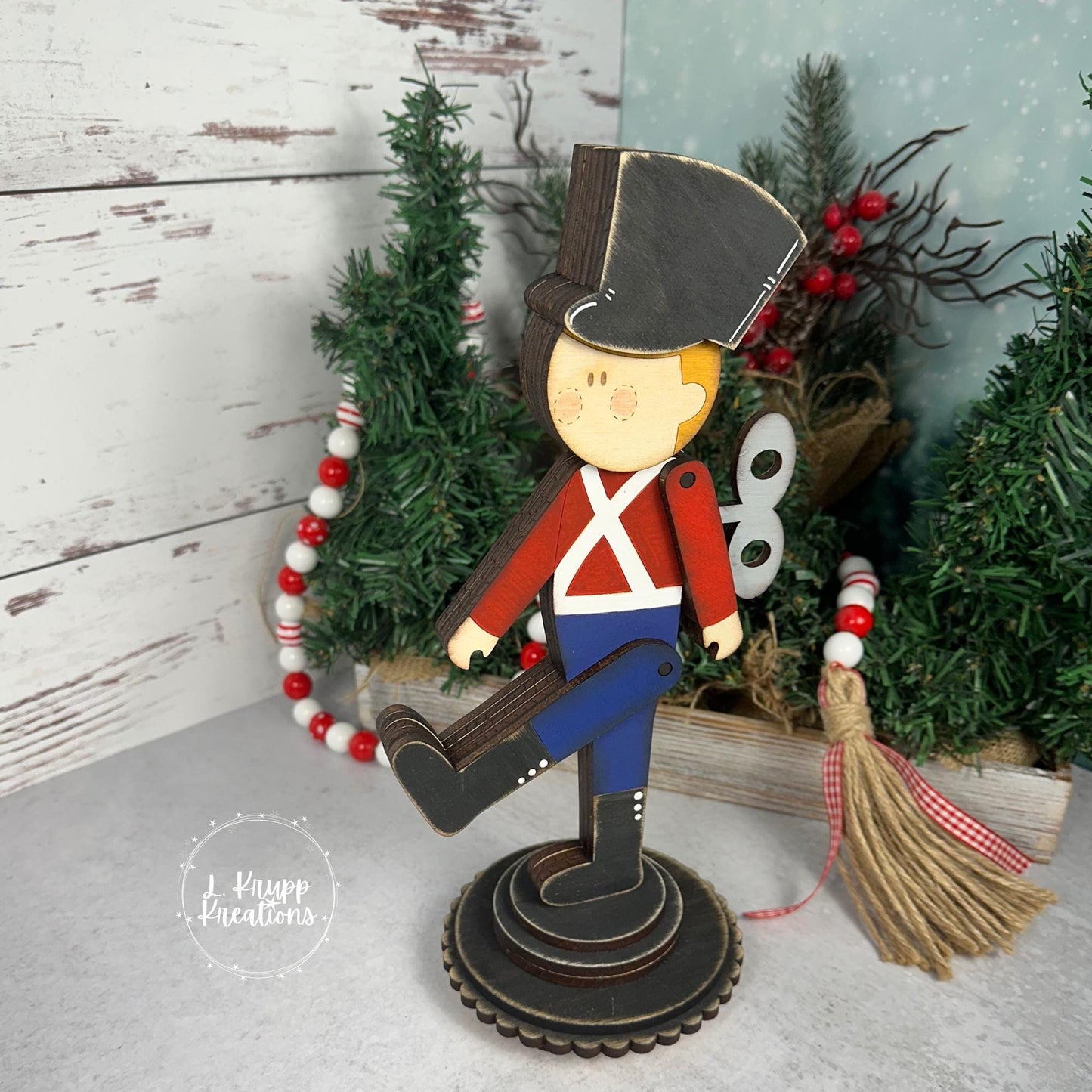 Double-Sided Wooden Toy Soldier – Hand-Painted Farmhouse Christmas Decor