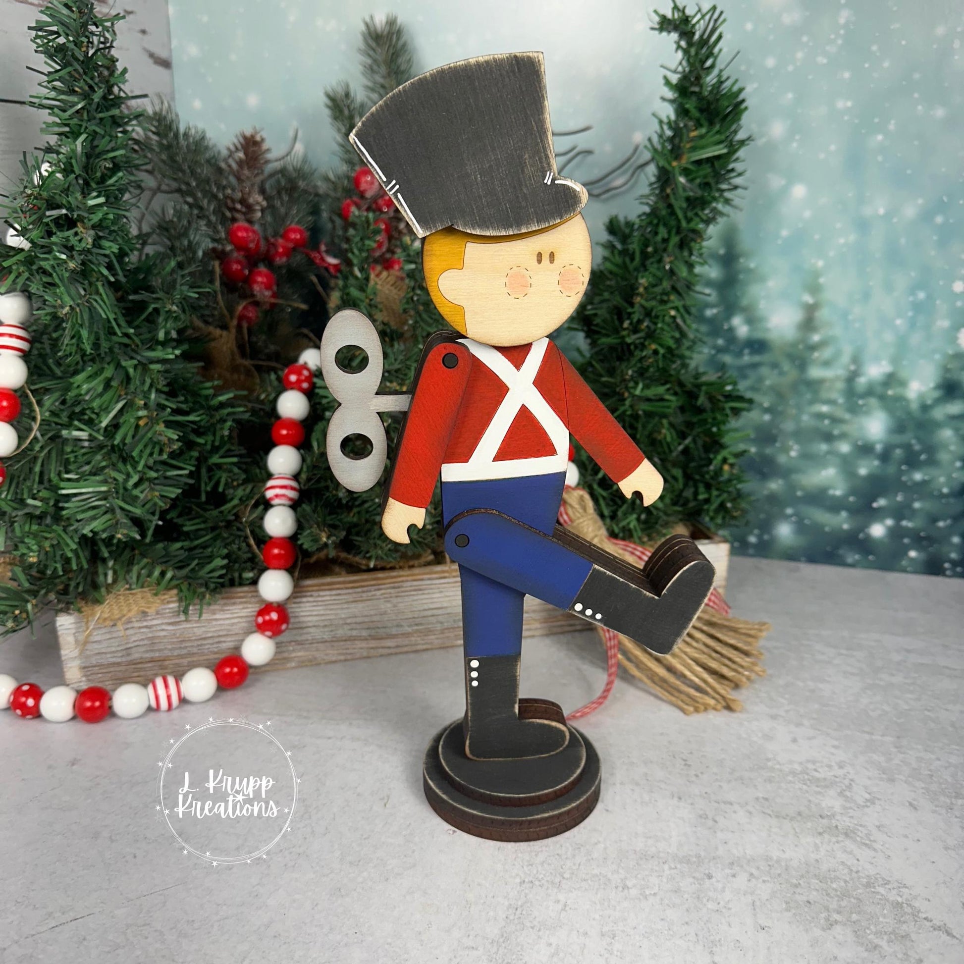 Double-Sided Wooden Toy Soldier – Hand-Painted Farmhouse Christmas Decor