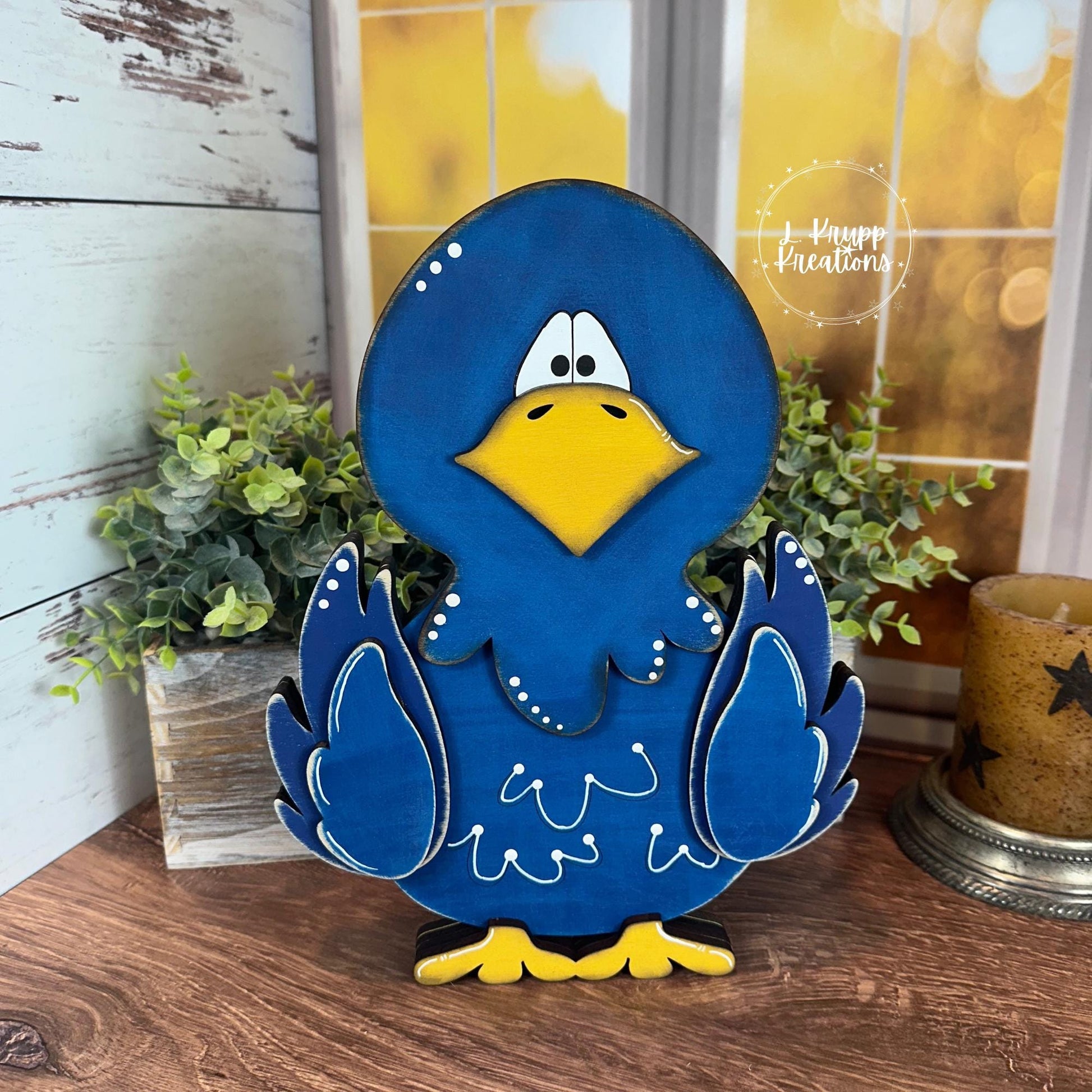 Charming Wooden Farmhouse Bluebird Shelf Decor Accent - Rustic Home Decoration for Cozy Spaces