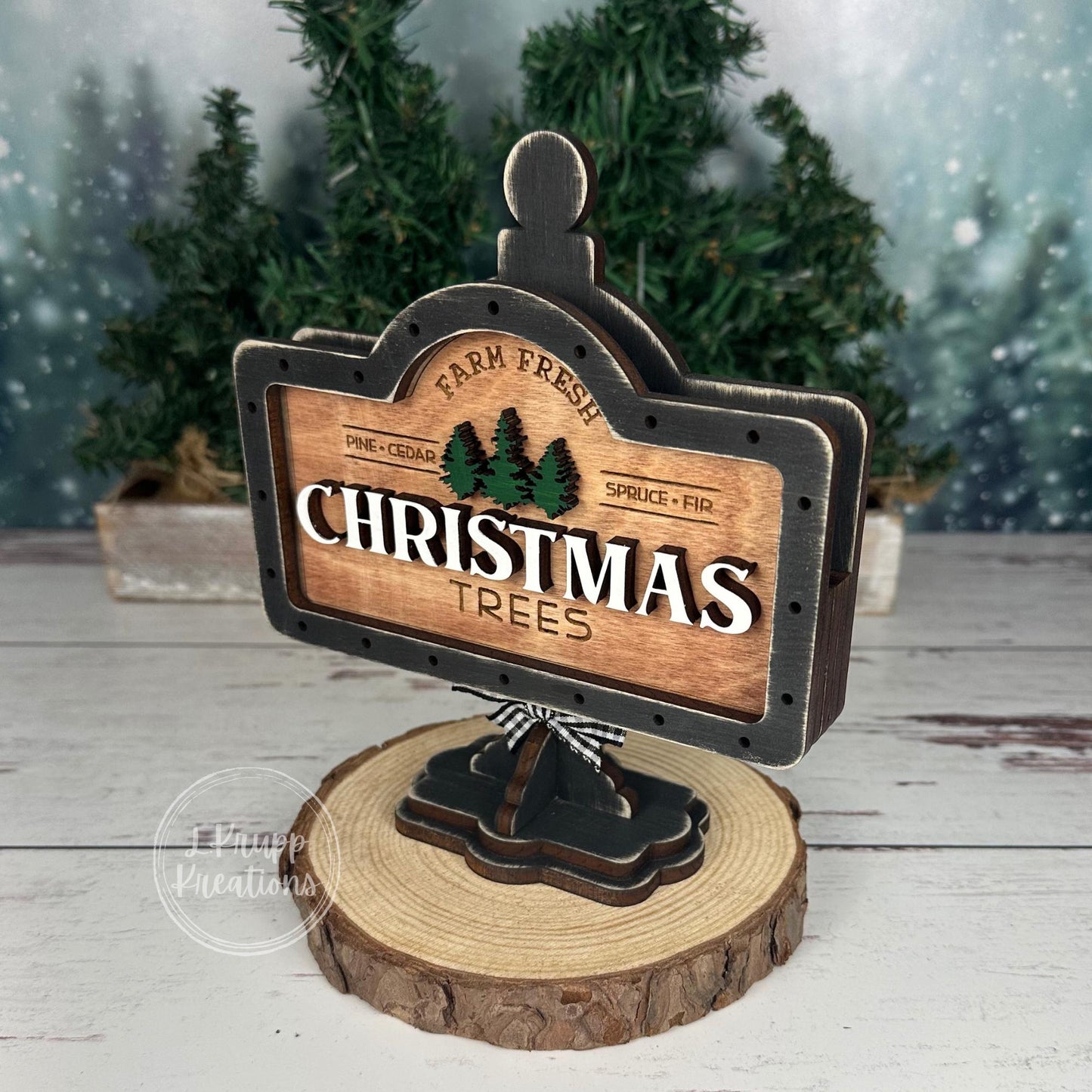 Farm Fresh Christmas Tree Rustic Mini Table Sign, Farmhouse Decor, Interchangeable Decor, Tiered Tray Christmas Decor