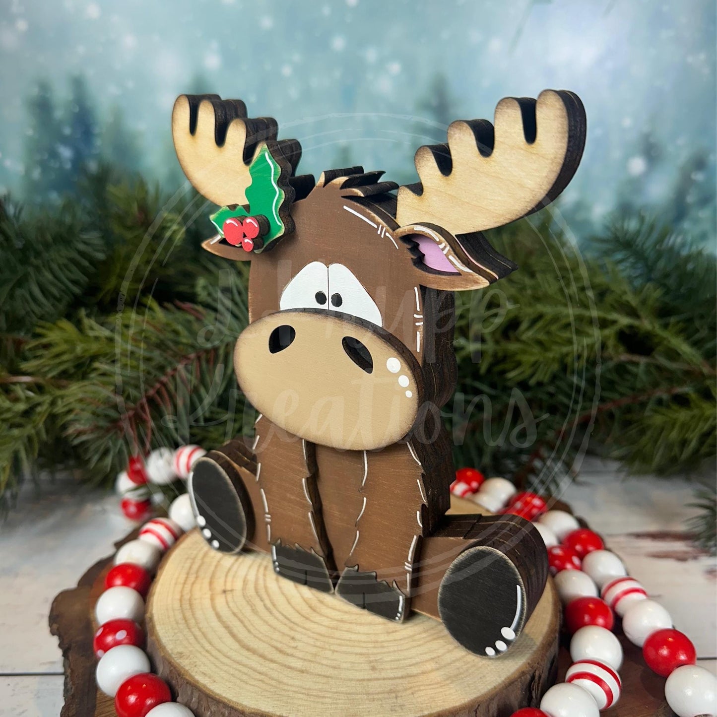 Woodland Moose Shelf Sitter - Unique Rustic Christmas Decor for Your Home