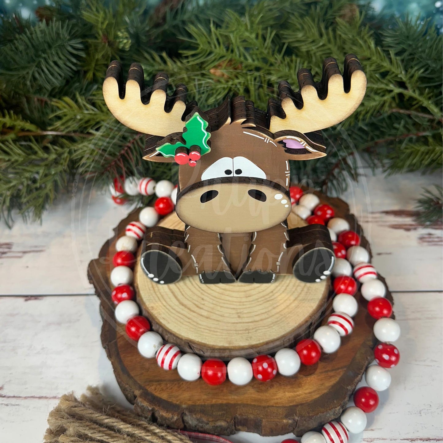Woodland Moose Shelf Sitter - Unique Rustic Christmas Decor for Your Home