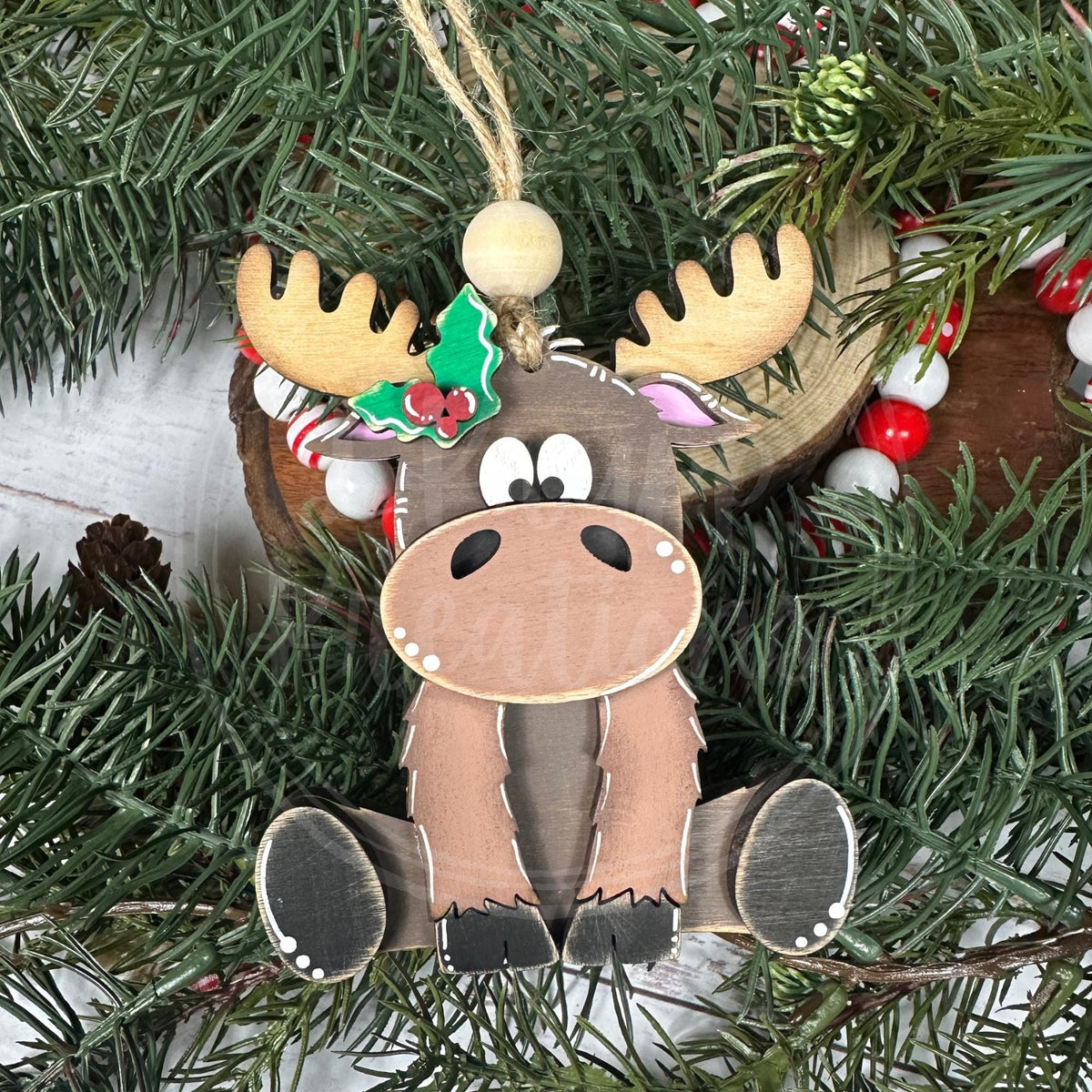 Rustic Christmas Woodland Ornaments - Black Bear, Polar Bear & Moose Decor