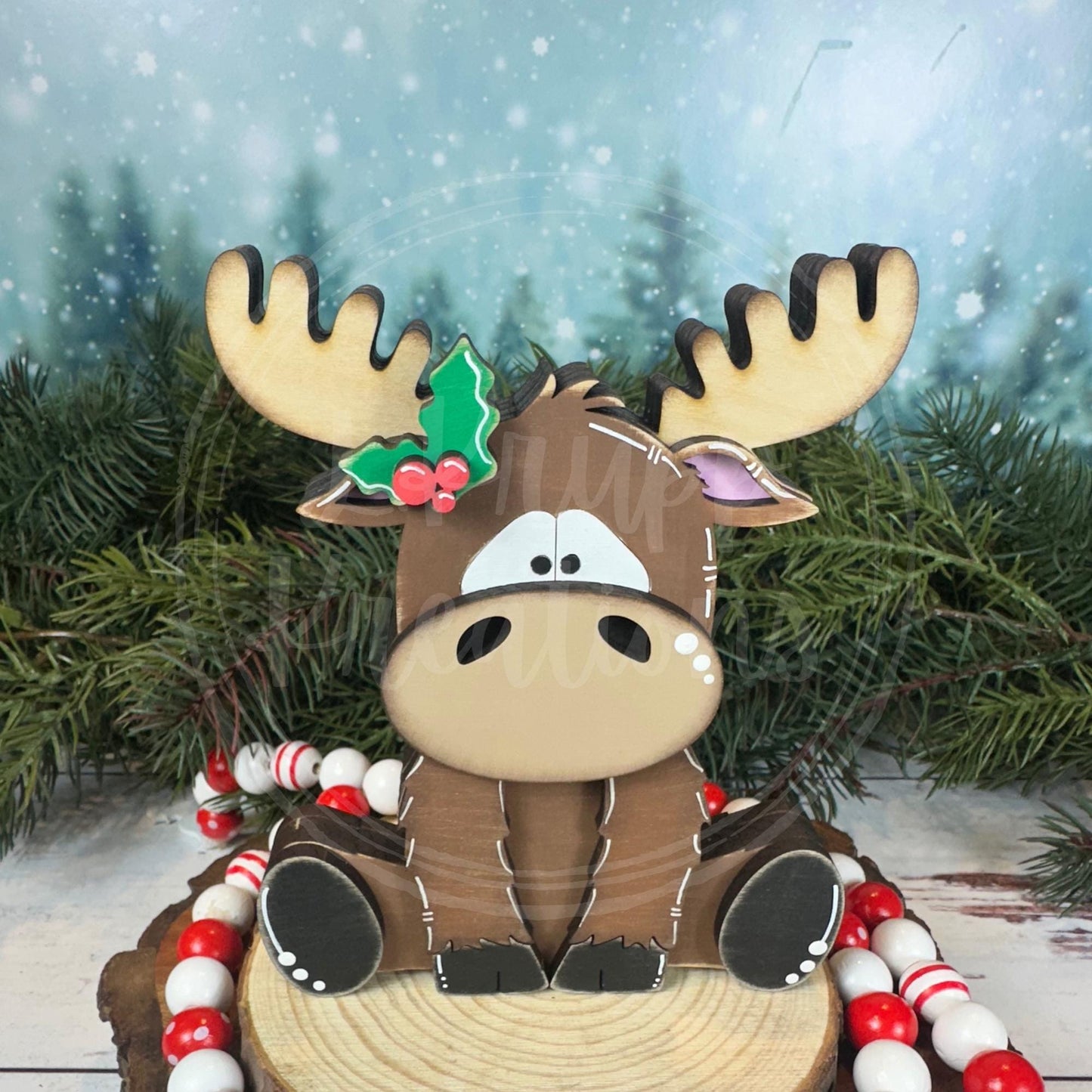 Woodland Moose Shelf Sitter - Unique Rustic Christmas Decor for Your Home
