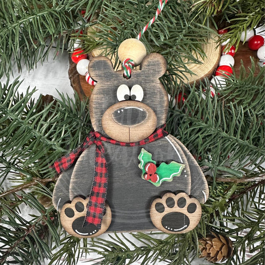 Hand-Crafted Rustic Woodland Bear Ornament for a Cozy Christmas
