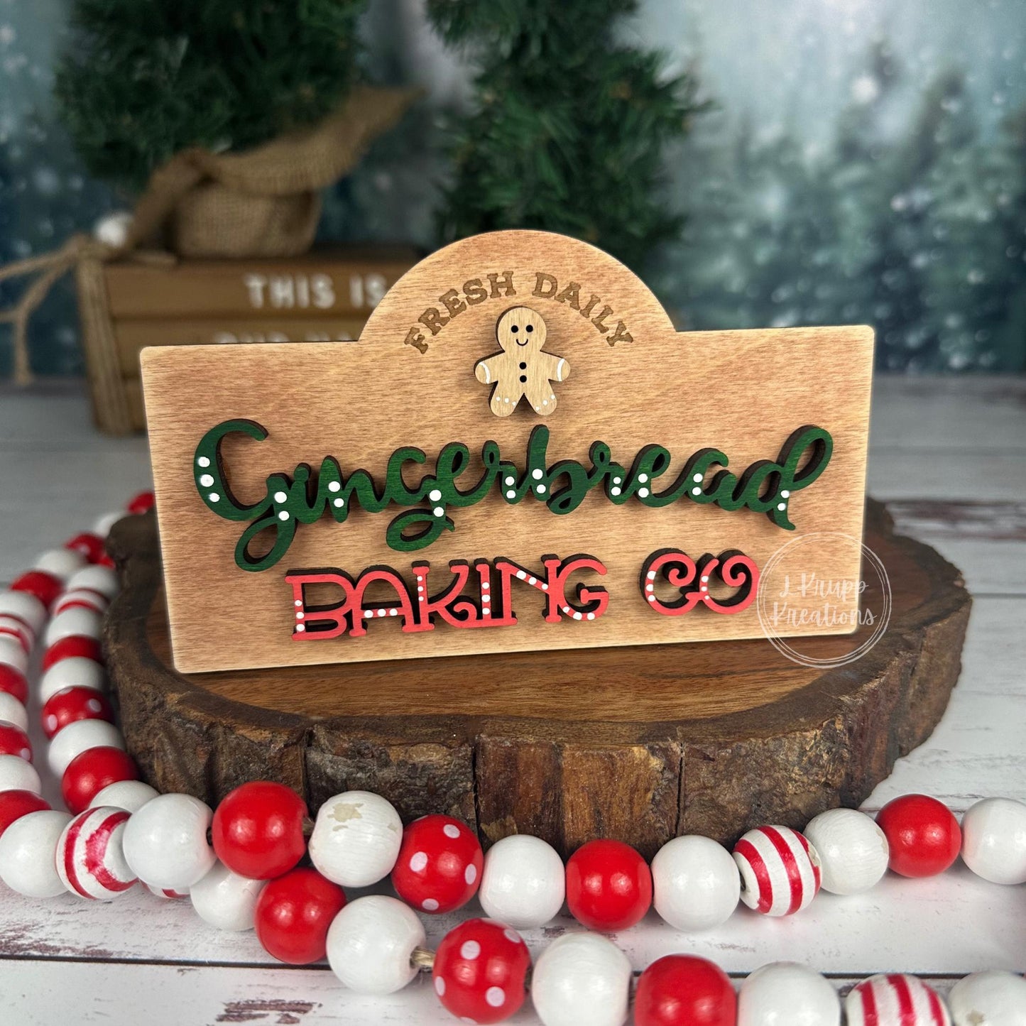 Gingerbread Baking Co Mini Sign: Farmhouse Tiered Tray Decor