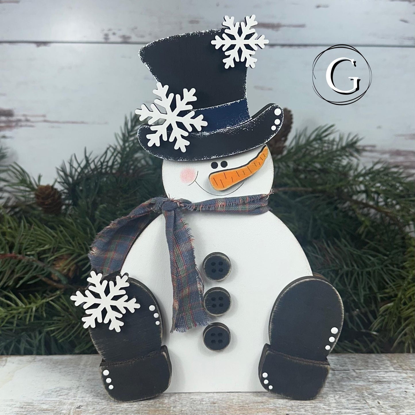 Hand-Painted Wood Snowman: Rustic Farmhouse Winter Decor