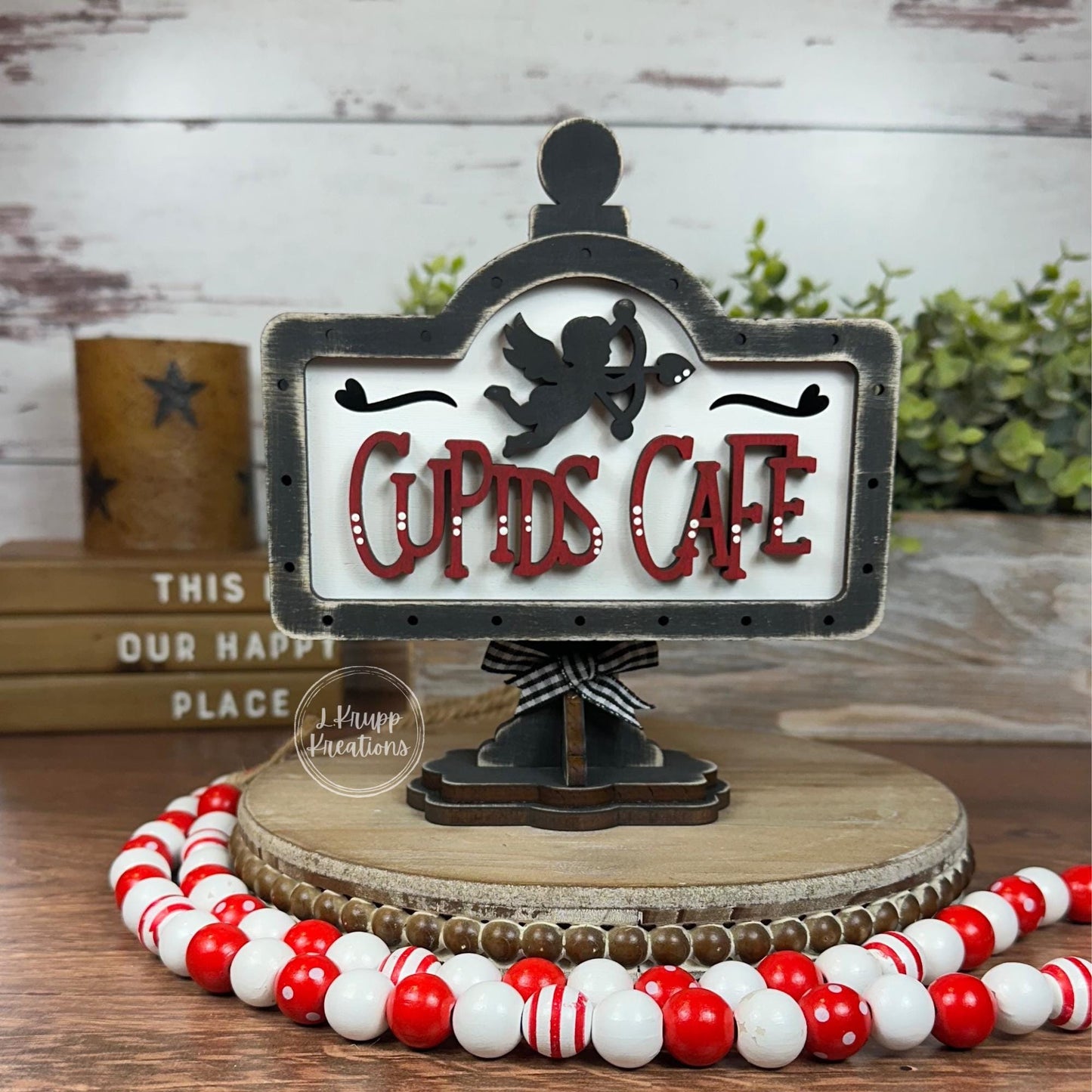 Cupids Cafe Mini Table Sign: Valentine's Day Tiered Tray Decor
