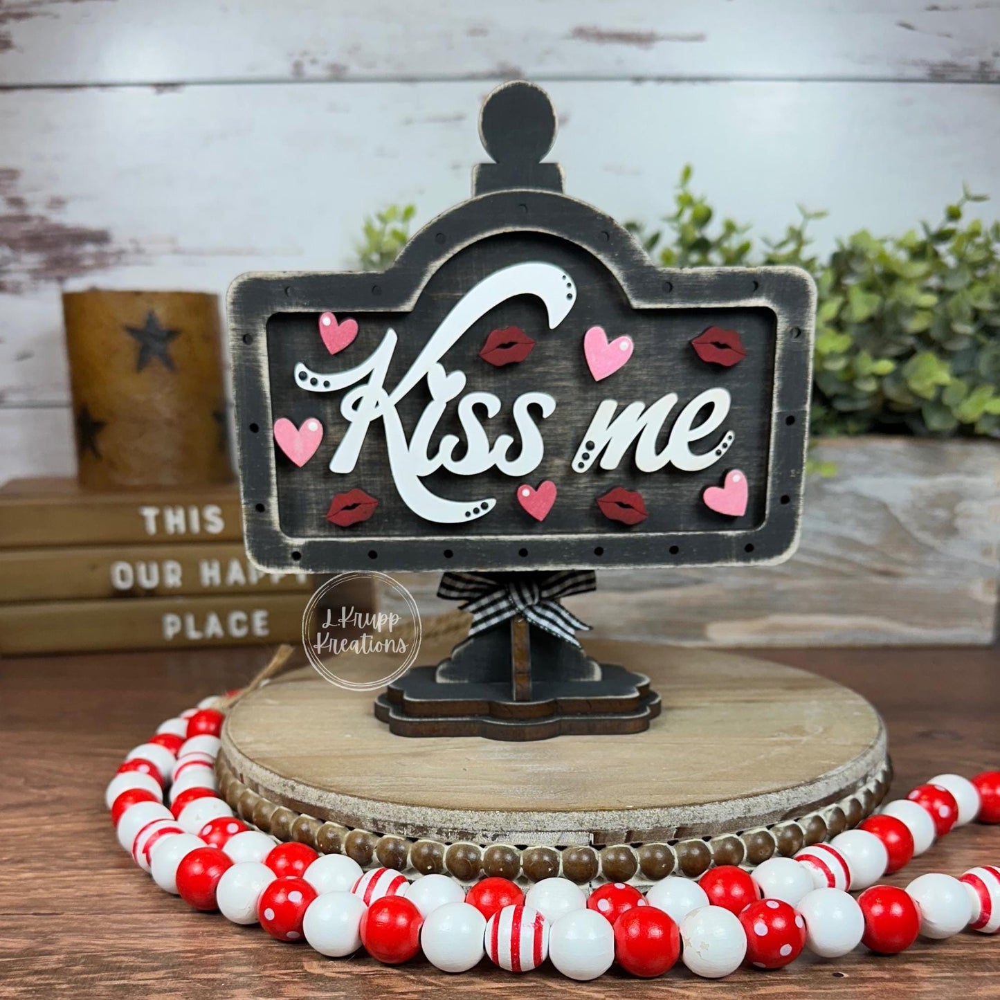 Kiss Me Valentine Mini Sign Insert, Farmhouse Tiered Tray Decor