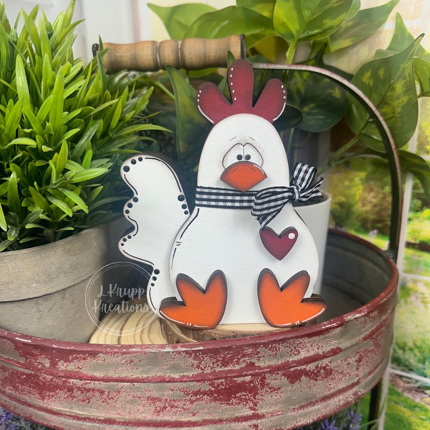 Handmade Birch Wood Rooster Decor: Farmhouse Tiered Tray Accent