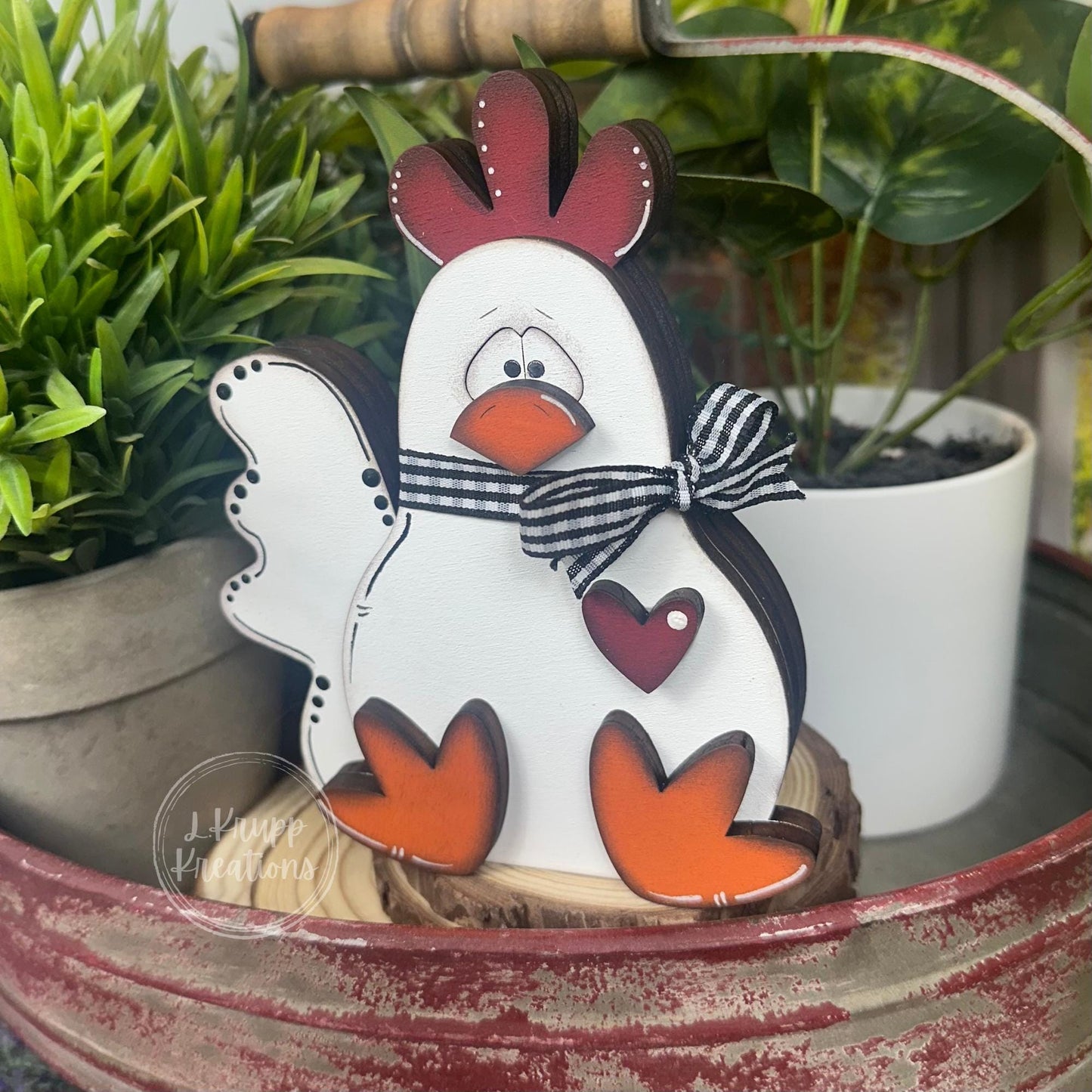 Handmade Birch Wood Rooster Decor: Farmhouse Tiered Tray Accent