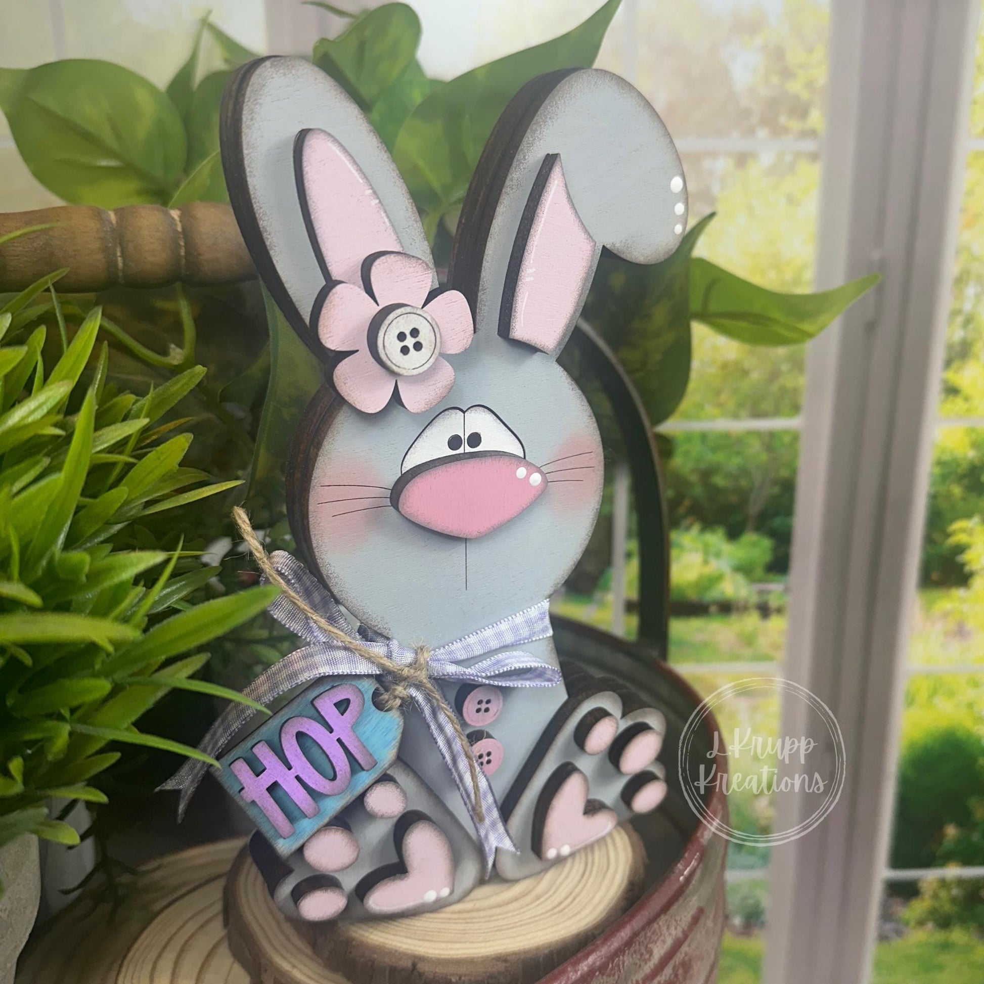 Handcrafted Wooden Bunny, Charming Easter Accent