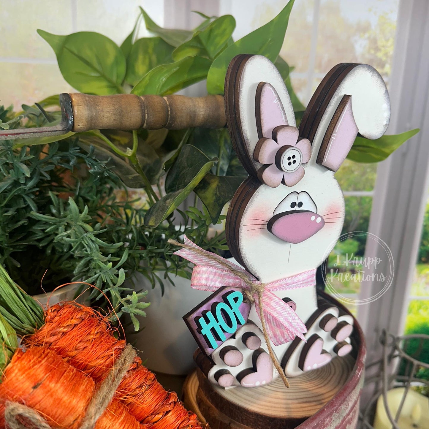 Handcrafted Wooden Bunny, Charming Easter Accent