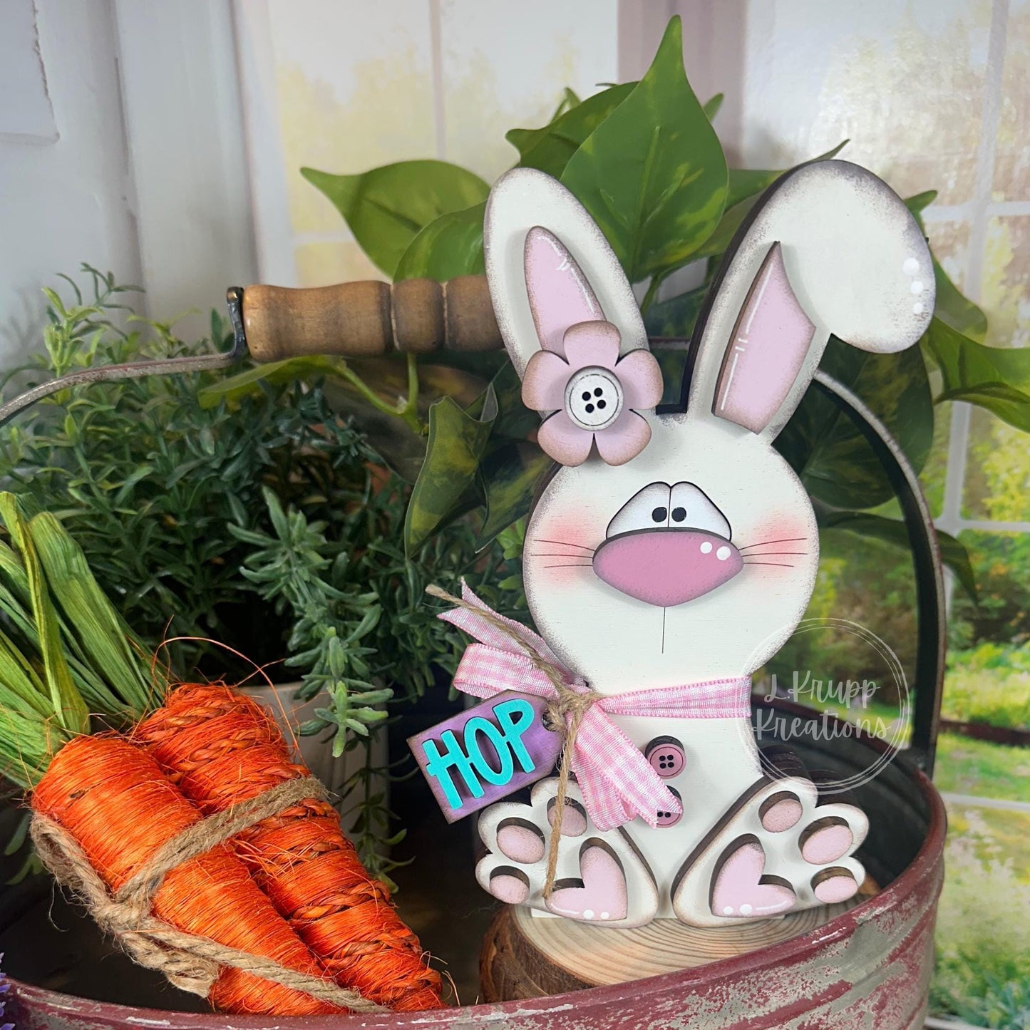 Handcrafted Wooden Bunny, Charming Easter Accent
