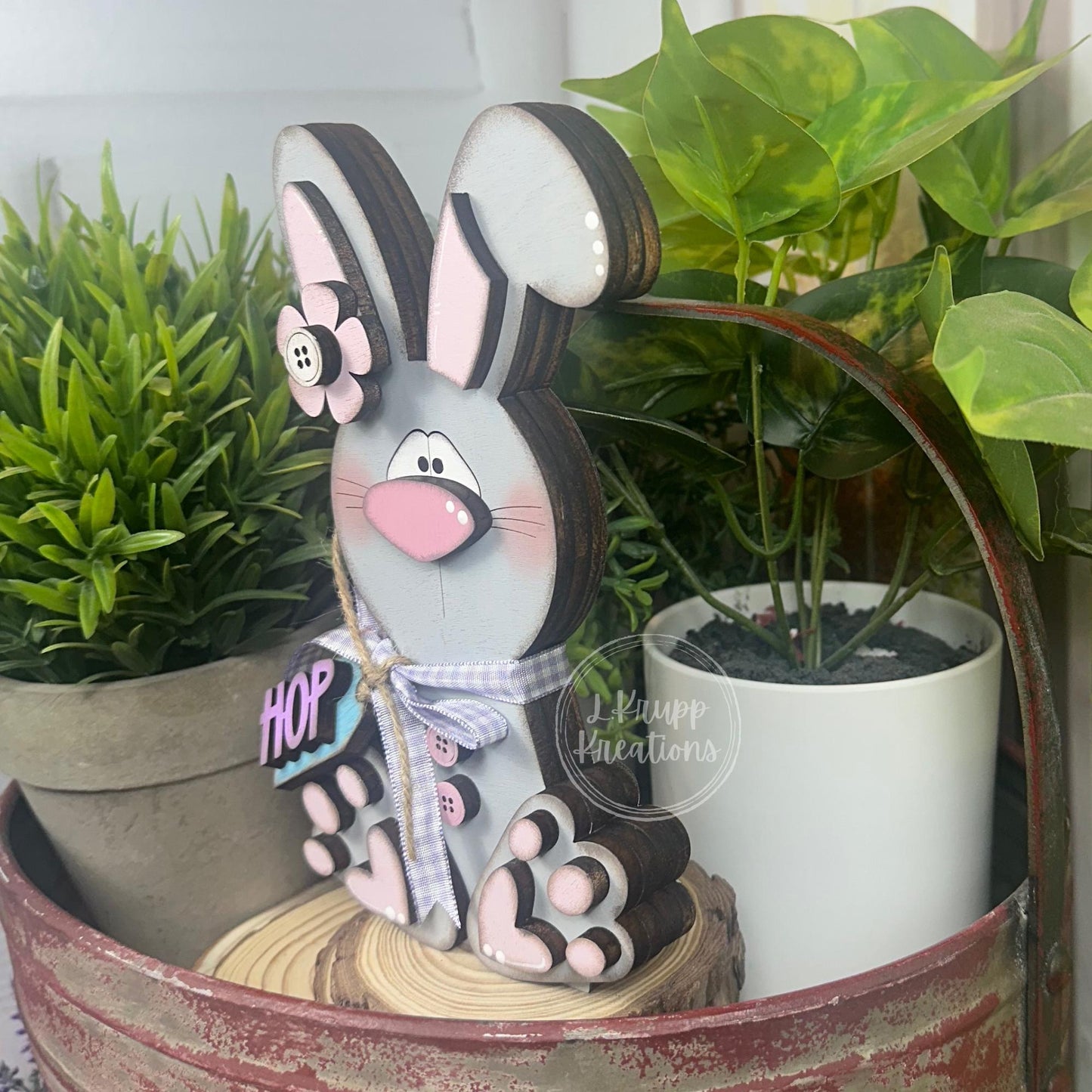 Handcrafted Wooden Bunny, Charming Easter Accent