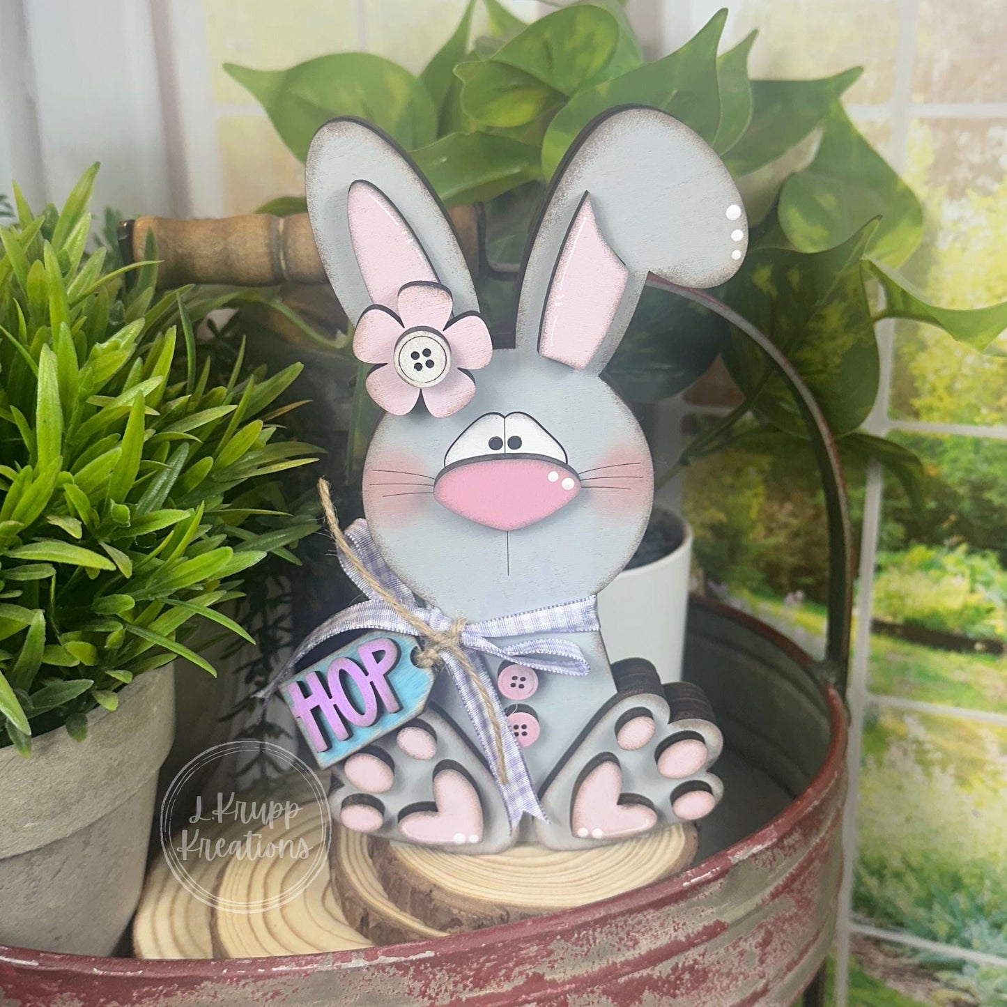 Handcrafted Wooden Bunny, Charming Easter Accent