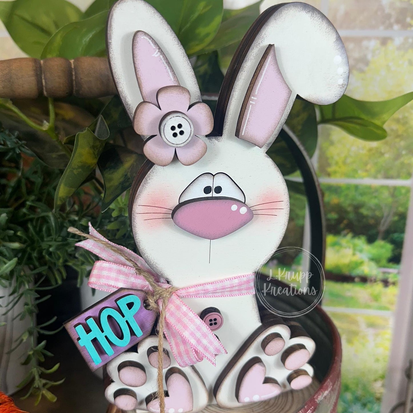 Handcrafted Wooden Bunny, Charming Easter Accent