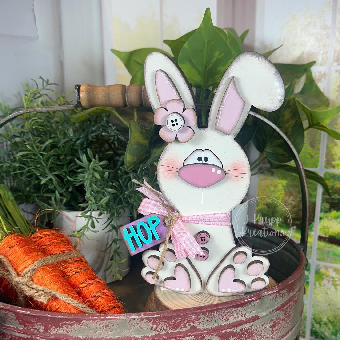 Handcrafted Wooden Bunny, Charming Easter Accent