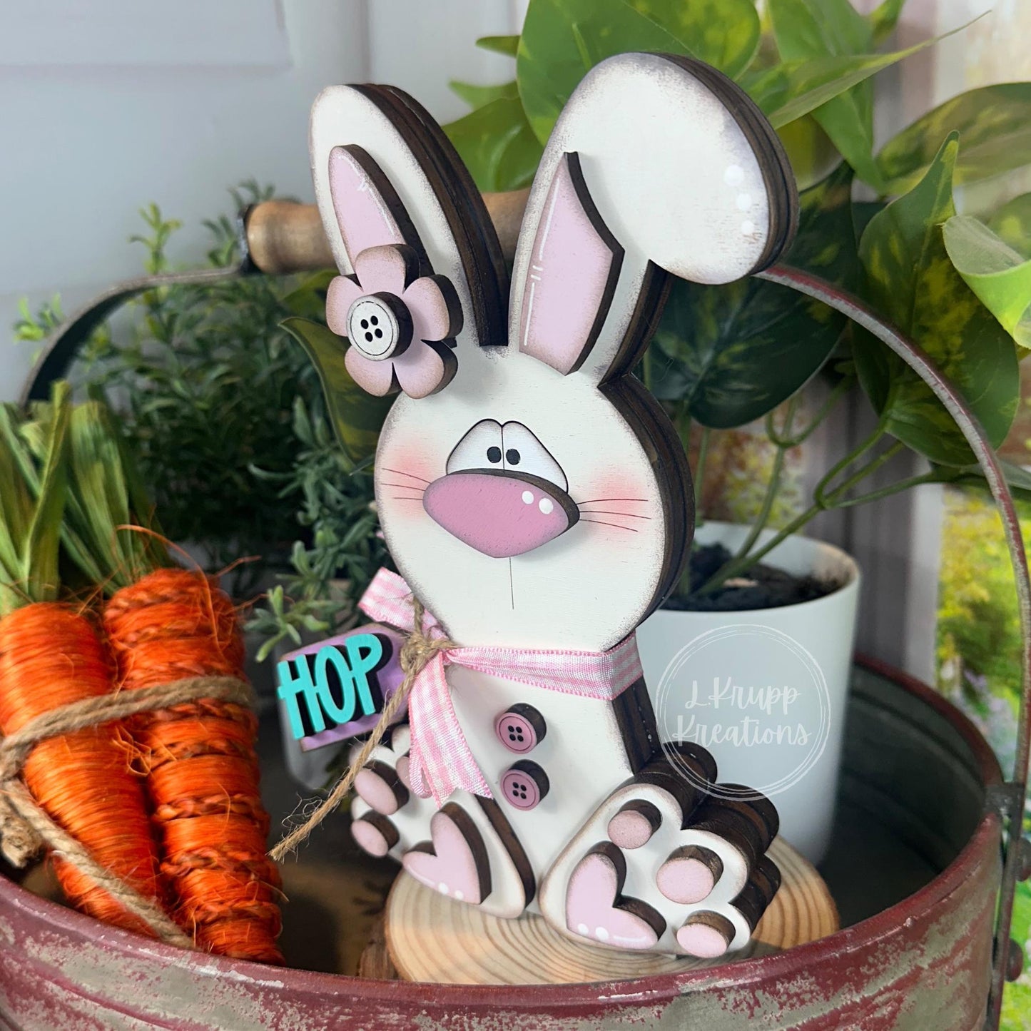 Handcrafted Wooden Bunny, Charming Easter Accent
