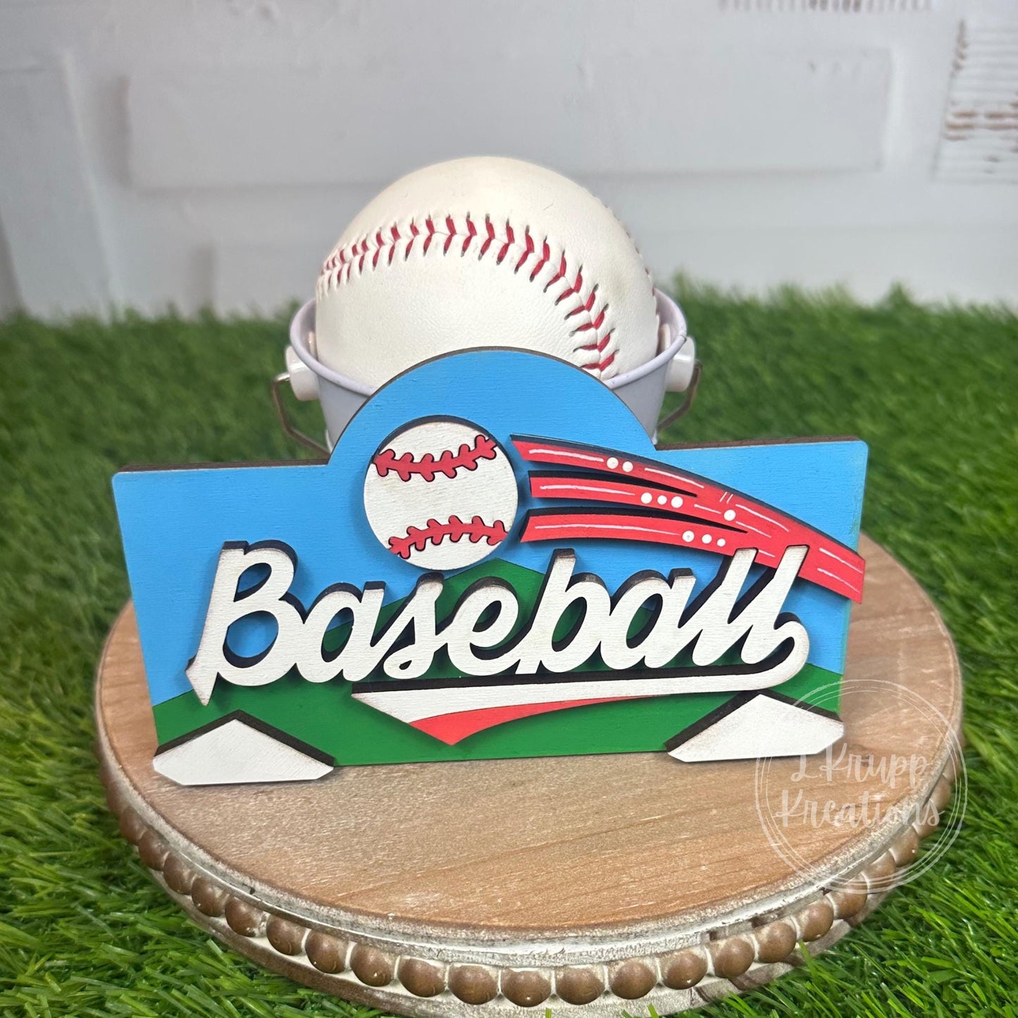 Rustic Baseball Sign for Tiered Trays - Charming Farmhouse Accent
