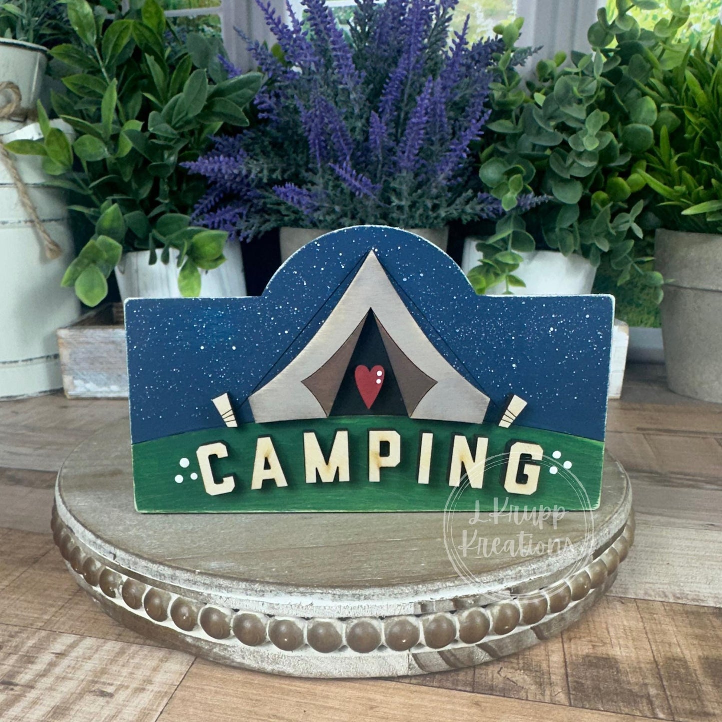 Rustic Camping Mini Table Sign: Farmhouse Tiered Tray Decor